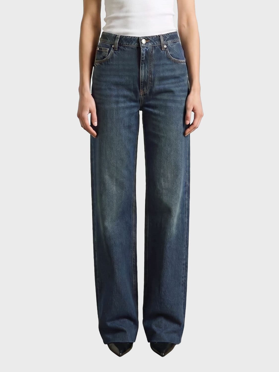 Dolce & Gabbana High-Waisted Wide-Leg Jeans in Blue Cotton Denim