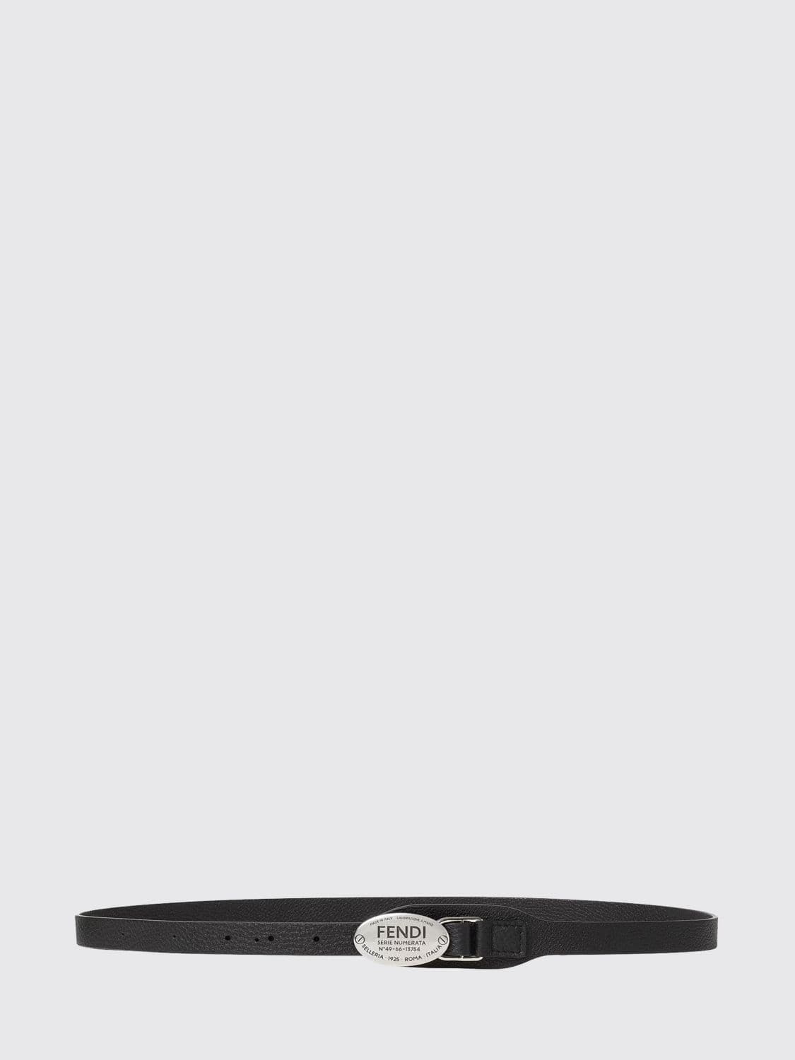 Fendi Selleria Hammered Leather Belt with Logo Buckle