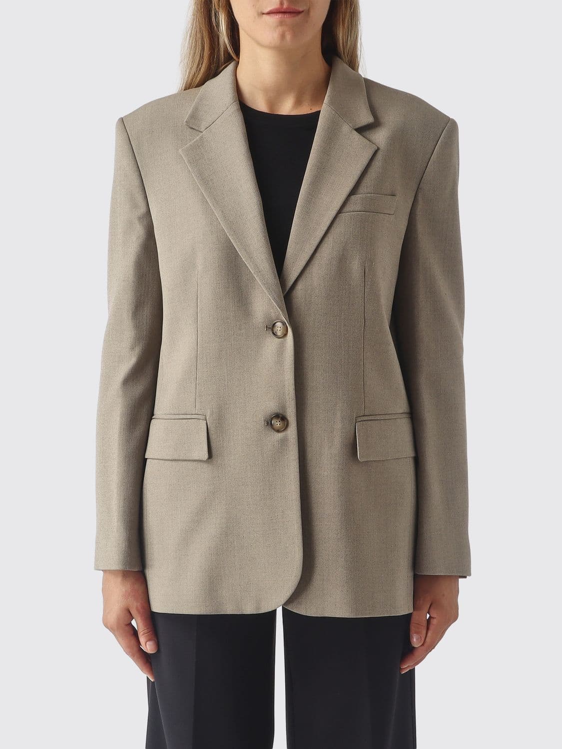 Twinset Single-Breasted Cropped Satin Blazer with Lapel Collar and Flap Pockets