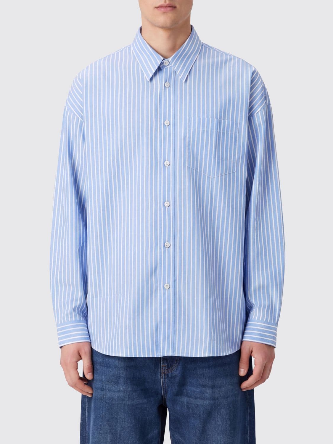 Sunflower Striped Cotton and Tencel Relaxed Fit Shirt