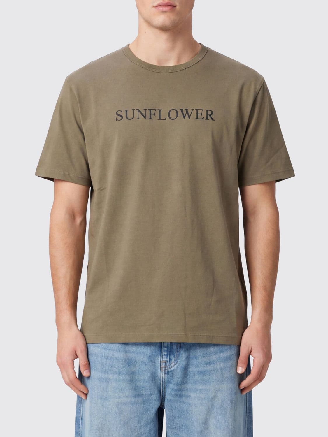 Sunflower Contrast Logo Cotton Crewneck T-Shirt