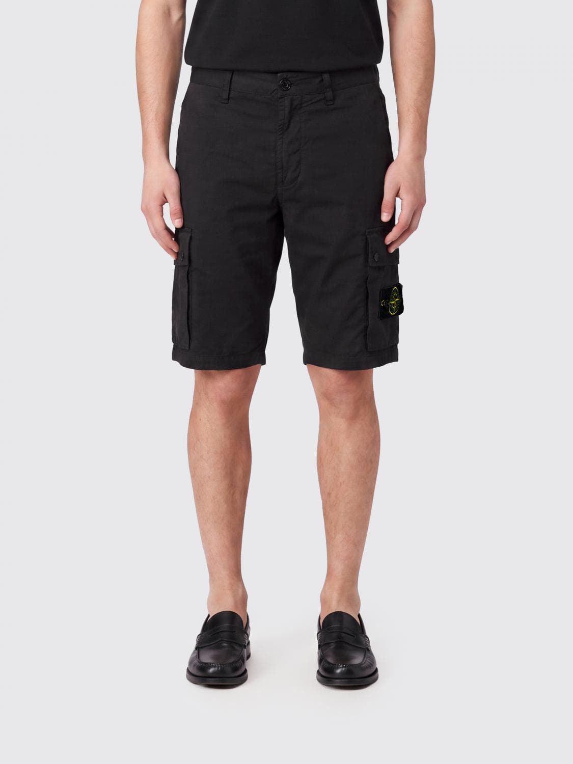 Stone Island Stretch Cotton Cargo Shorts with Compass Logo Patch