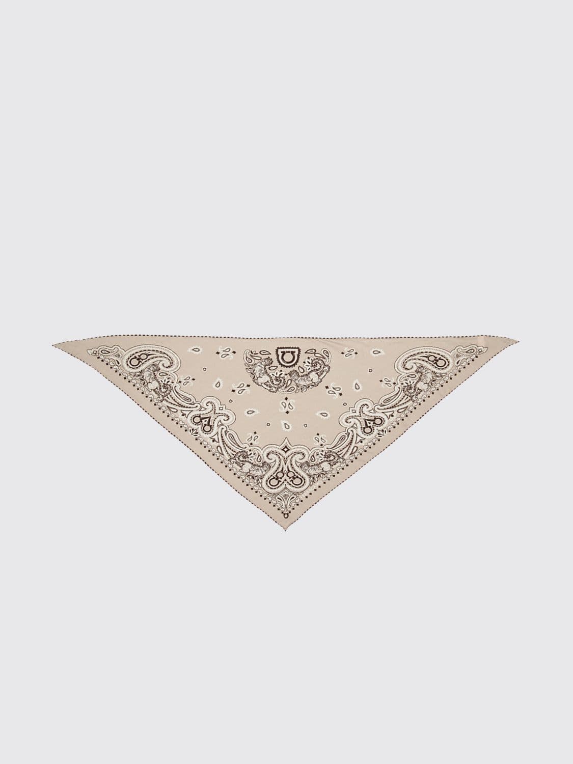 Ferragamo Arabesque Cashmere and Wool Triangle Scarf with Logo · OS