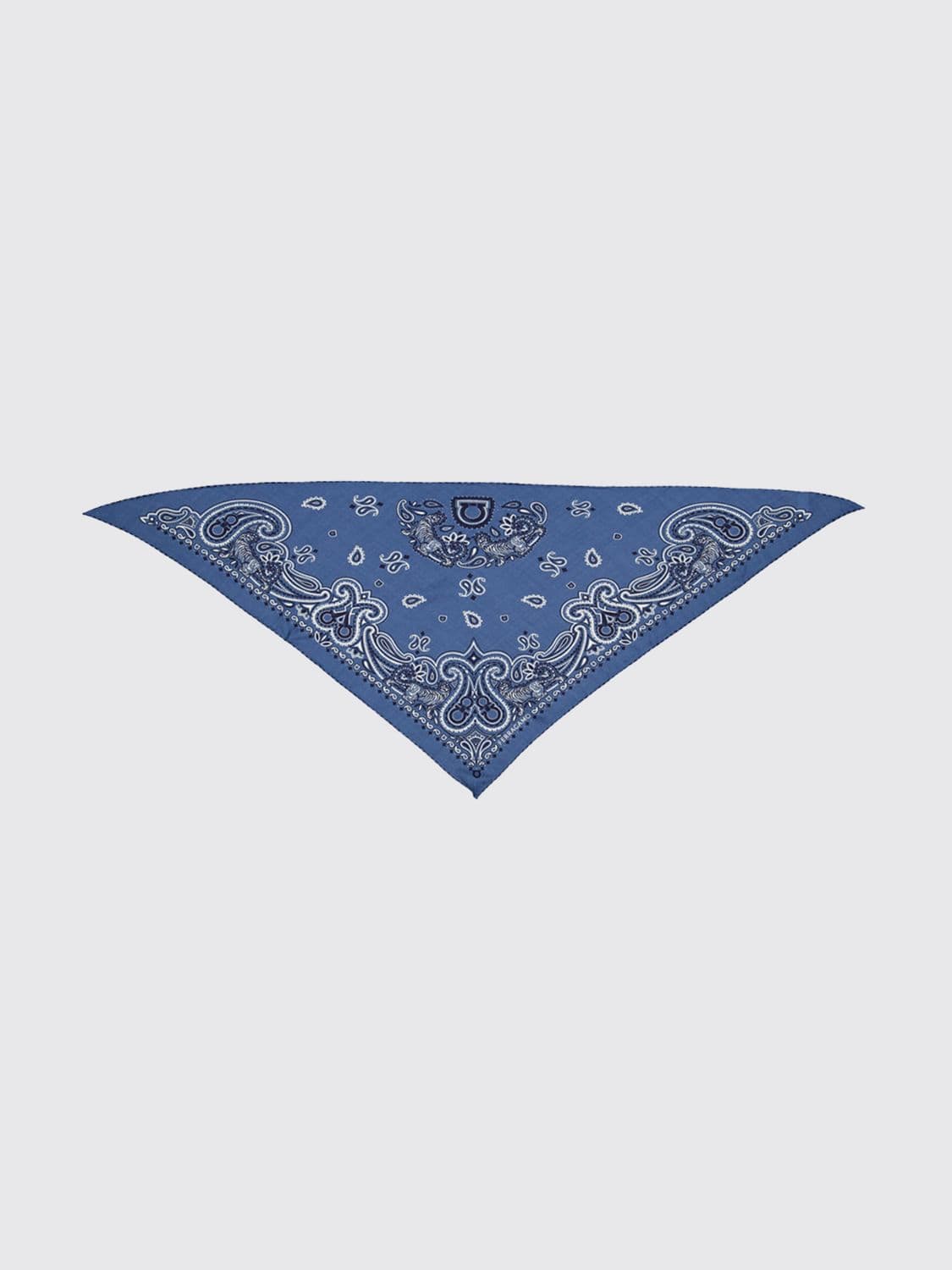 Ferragamo Arabesque Cashmere and Wool Triangle Scarf with Logo · OS