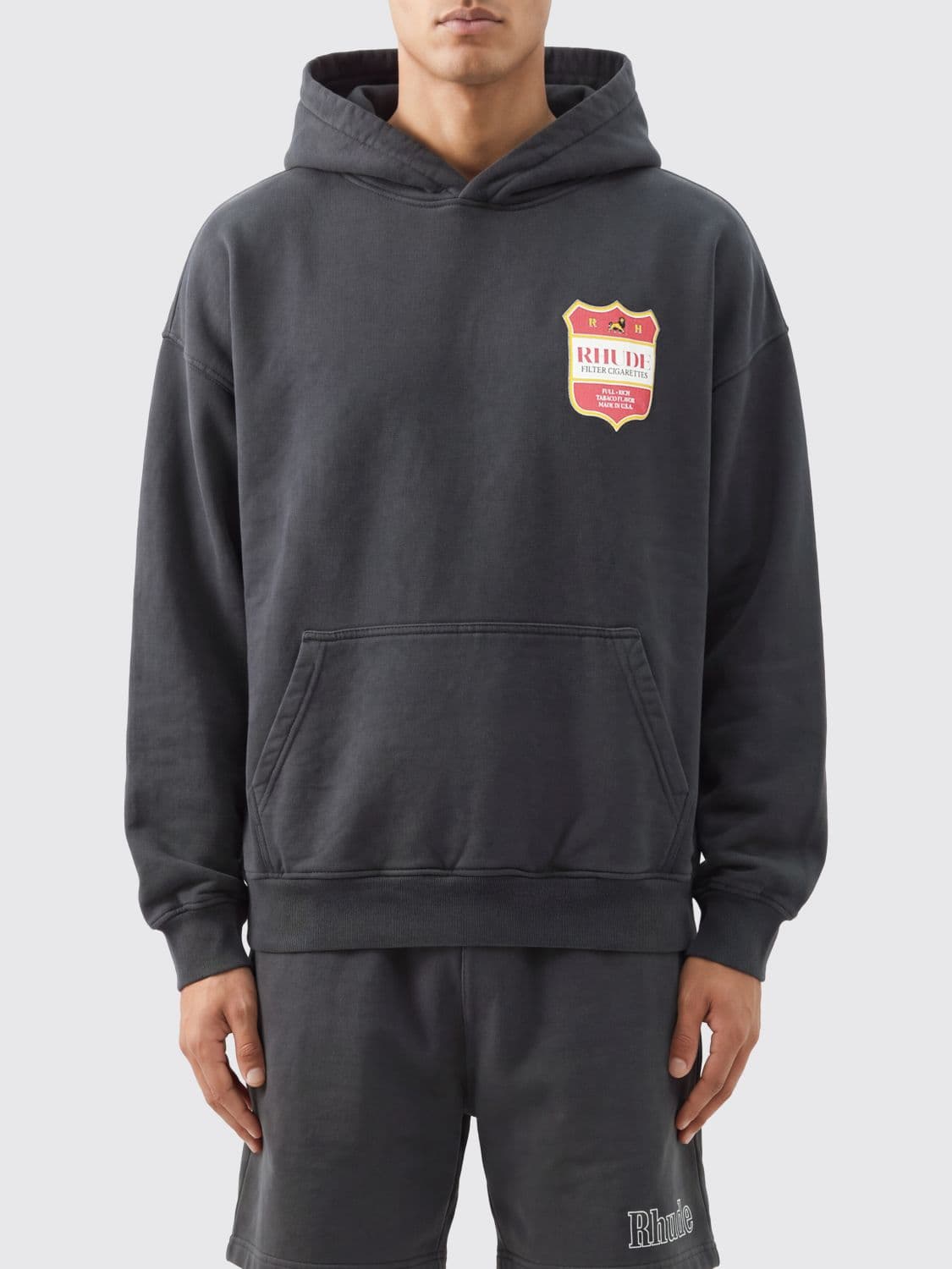 Rhude Cotton Hoodie with Contrast Back Logo