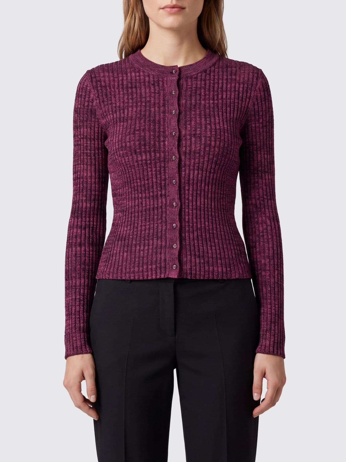 Rabanne Slim Fit Virgin Wool and Silk Crewneck Cardigan