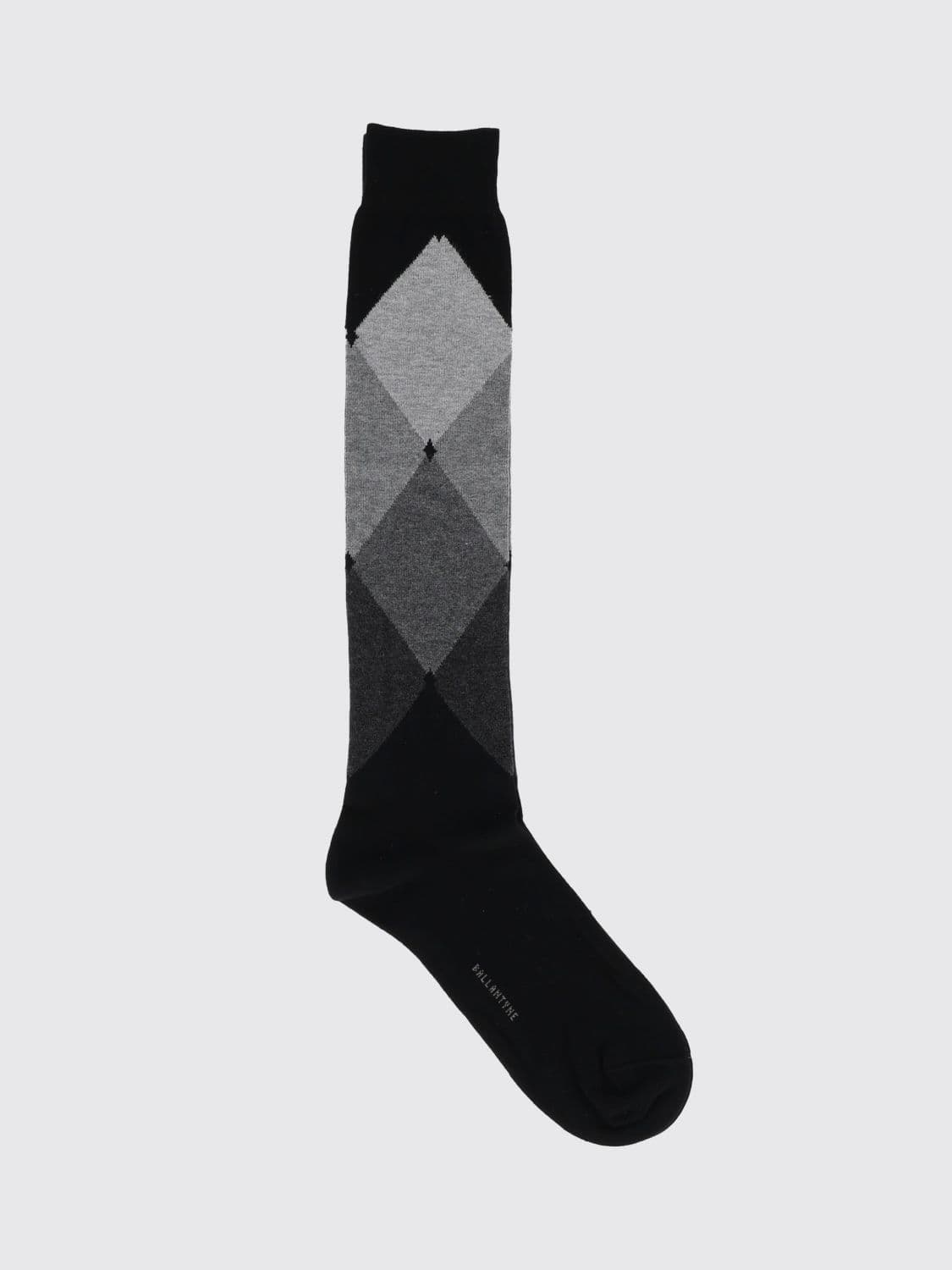 Ballantyne Diamond Pattern High-Top Cotton-Blend Socks with Contrast Logo · OS