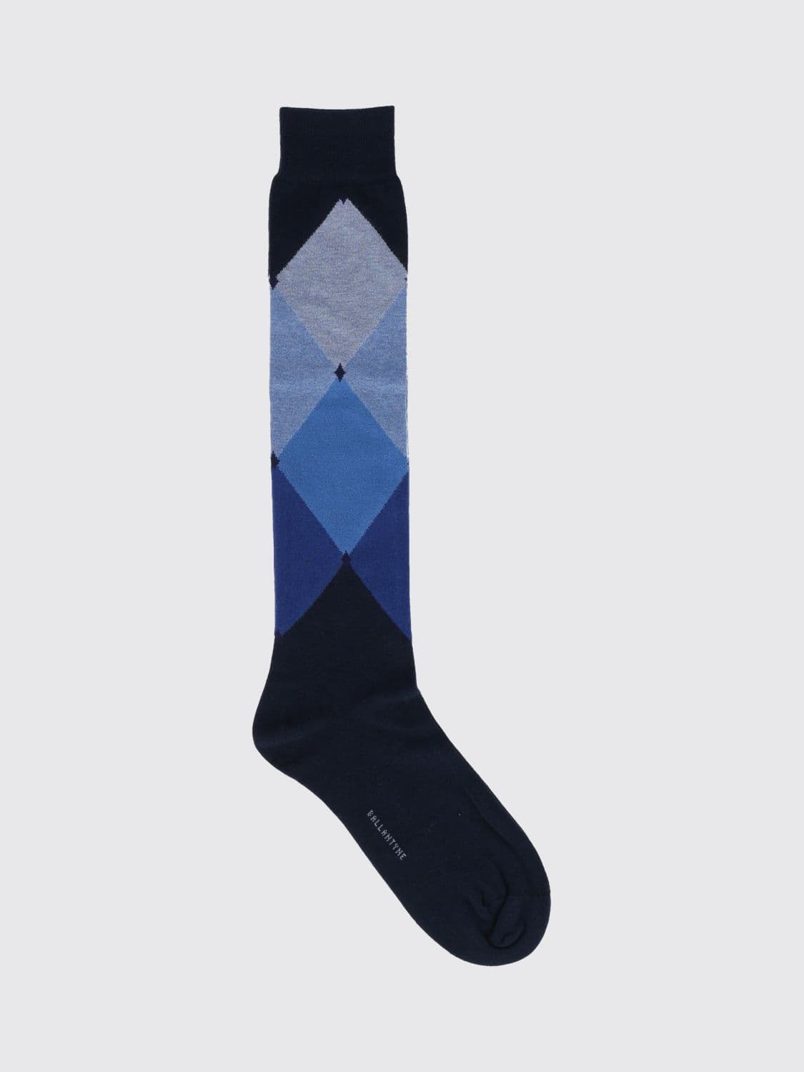 Ballantyne Diamond Pattern High-Top Cotton-Blend Socks with Contrast Logo