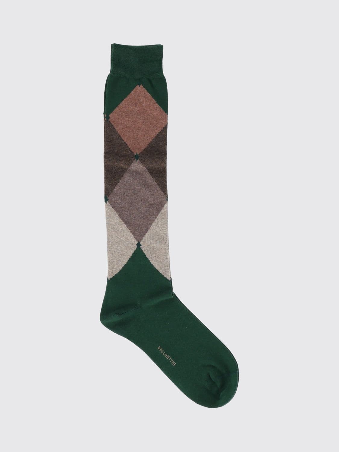 Ballantyne Diamond Pattern High-Top Cotton-Blend Socks with Contrast Logo · OS