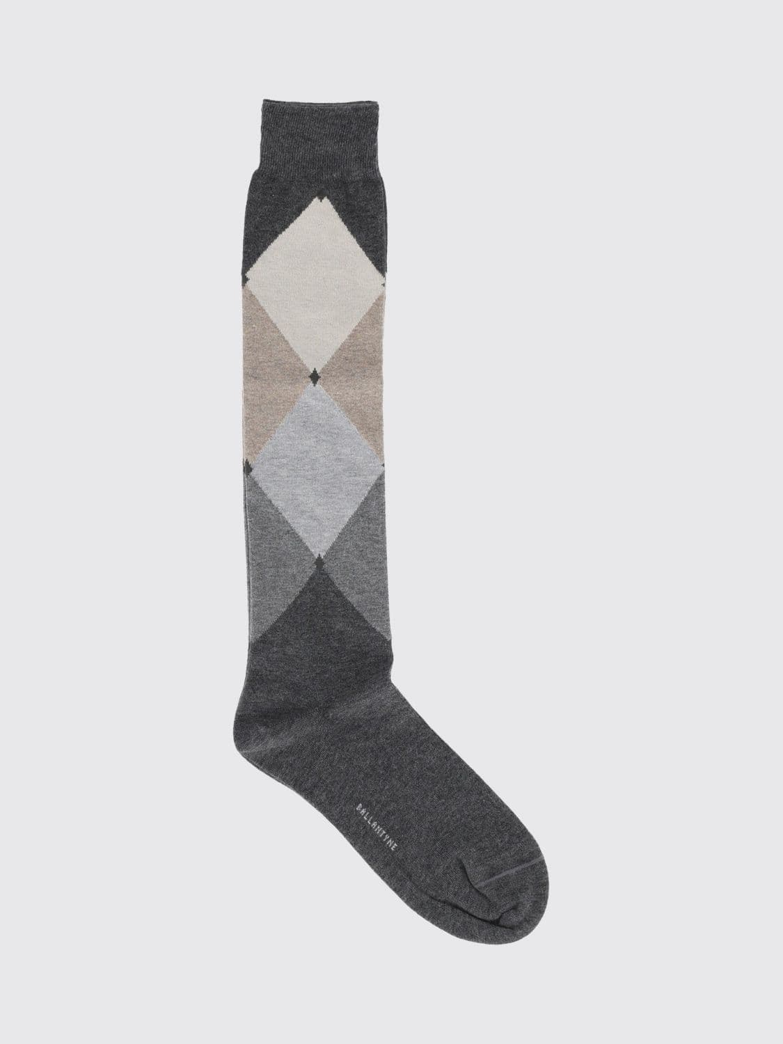 Ballantyne Diamond Pattern High-Top Cotton-Blend Socks with Contrast Logo