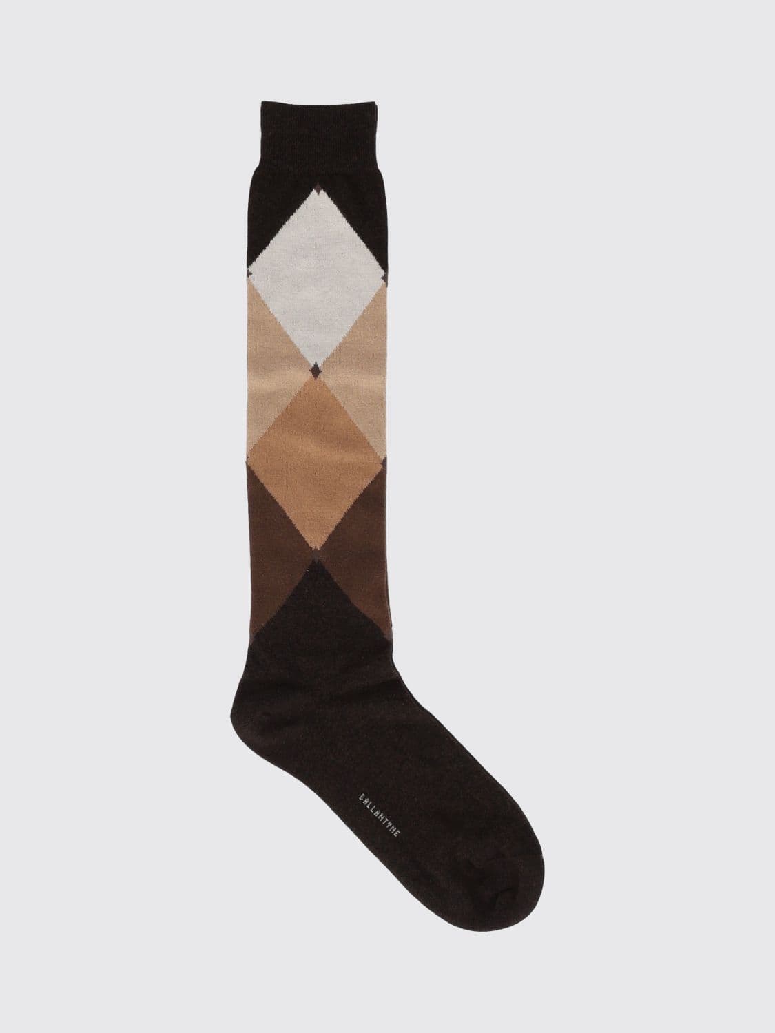 Ballantyne Diamond Pattern High-Top Cotton-Blend Socks with Contrast Logo · OS
