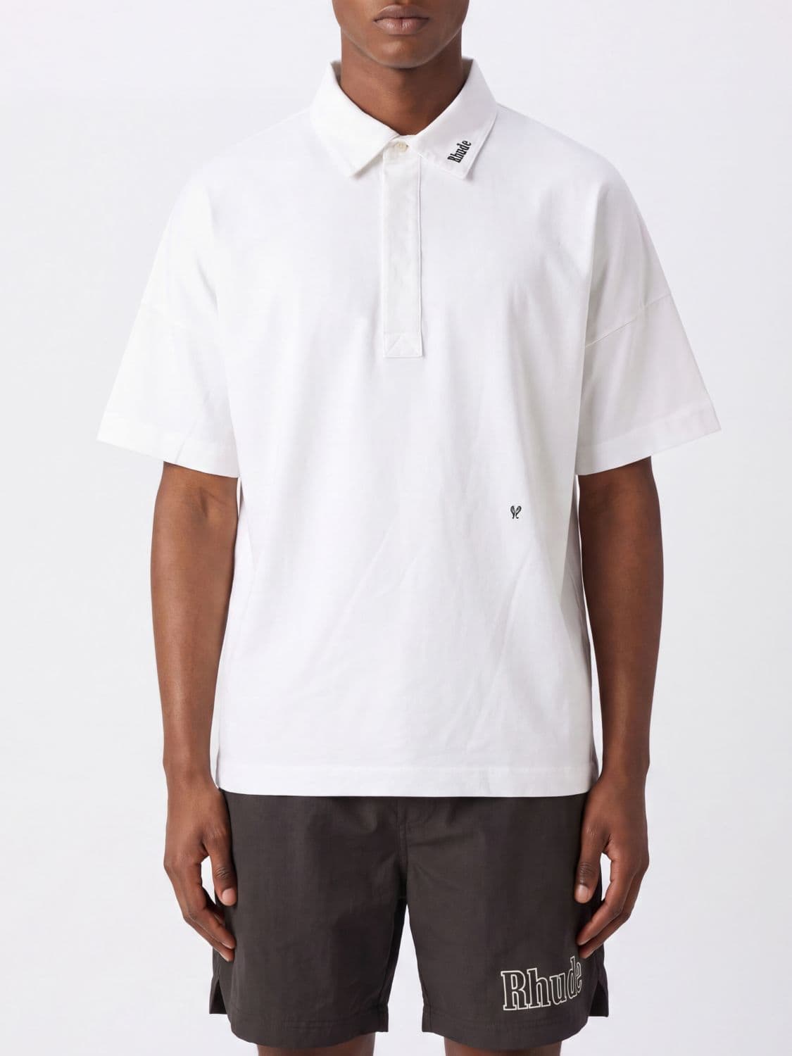 Rhude Relaxed Fit Cotton Polo Shirt with Dropped Shoulders · S