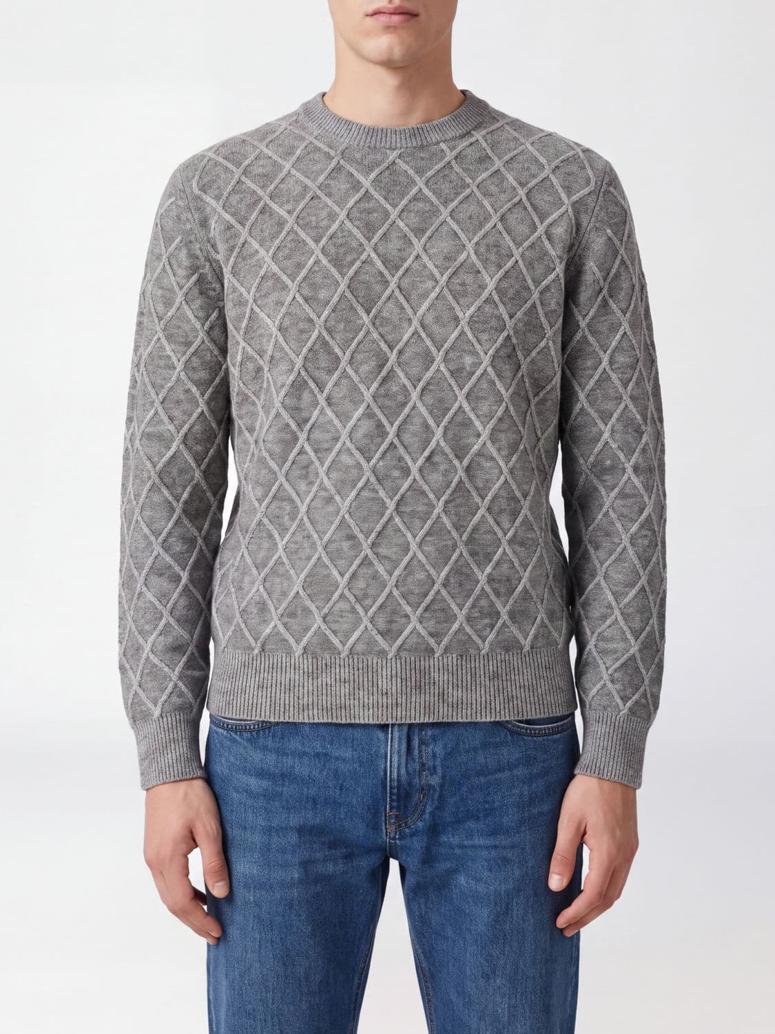Ballantyne Diamond-Pattern Wool-Blend Crewneck Jumper
