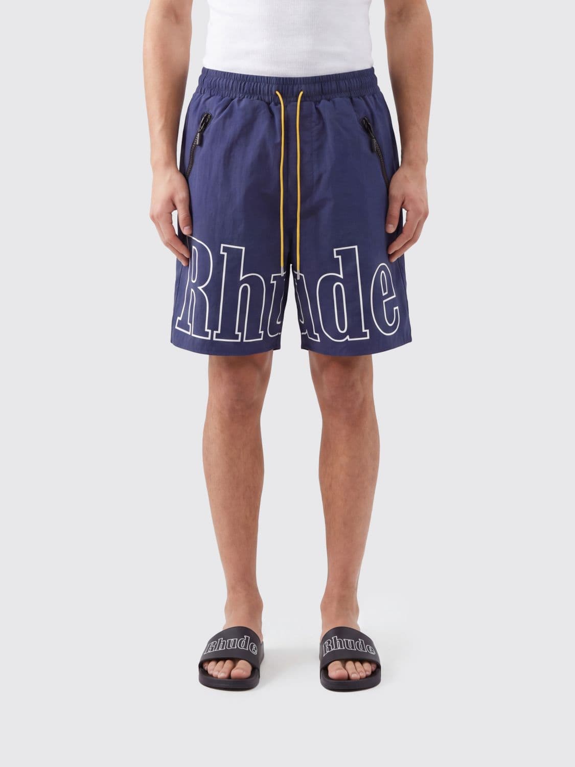 Rhude Polyester Drawstring Shorts with Contrast Logo · S