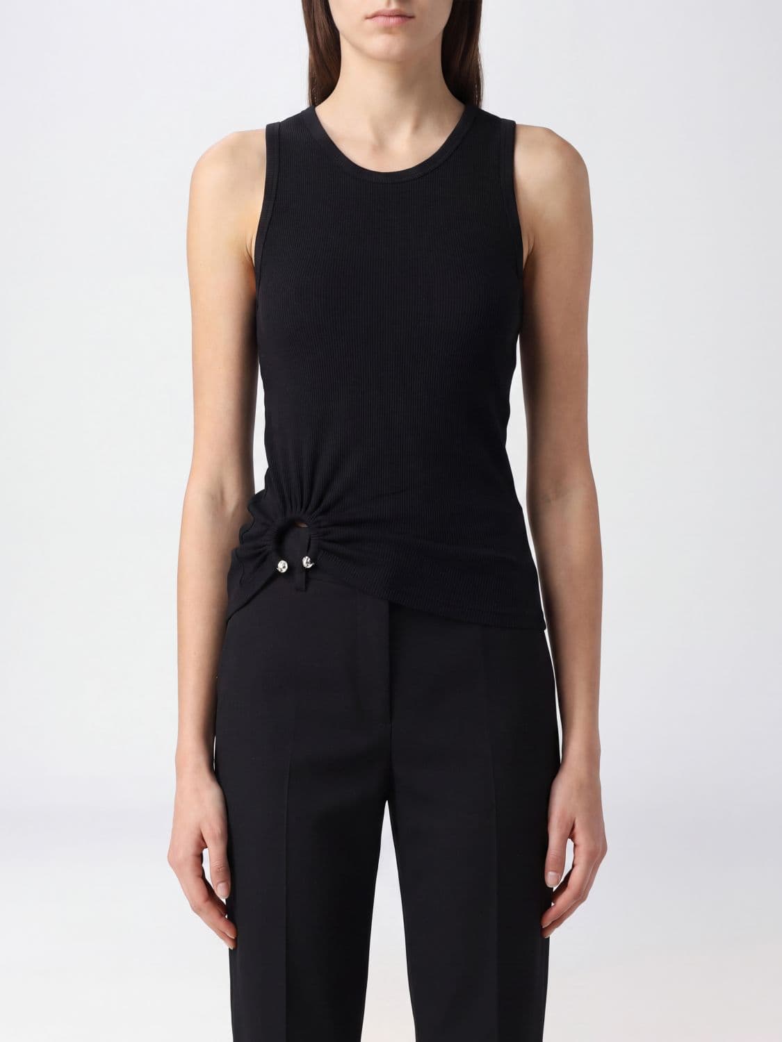 Rabanne Stretch Cotton Tank Top with Deep U-Neck