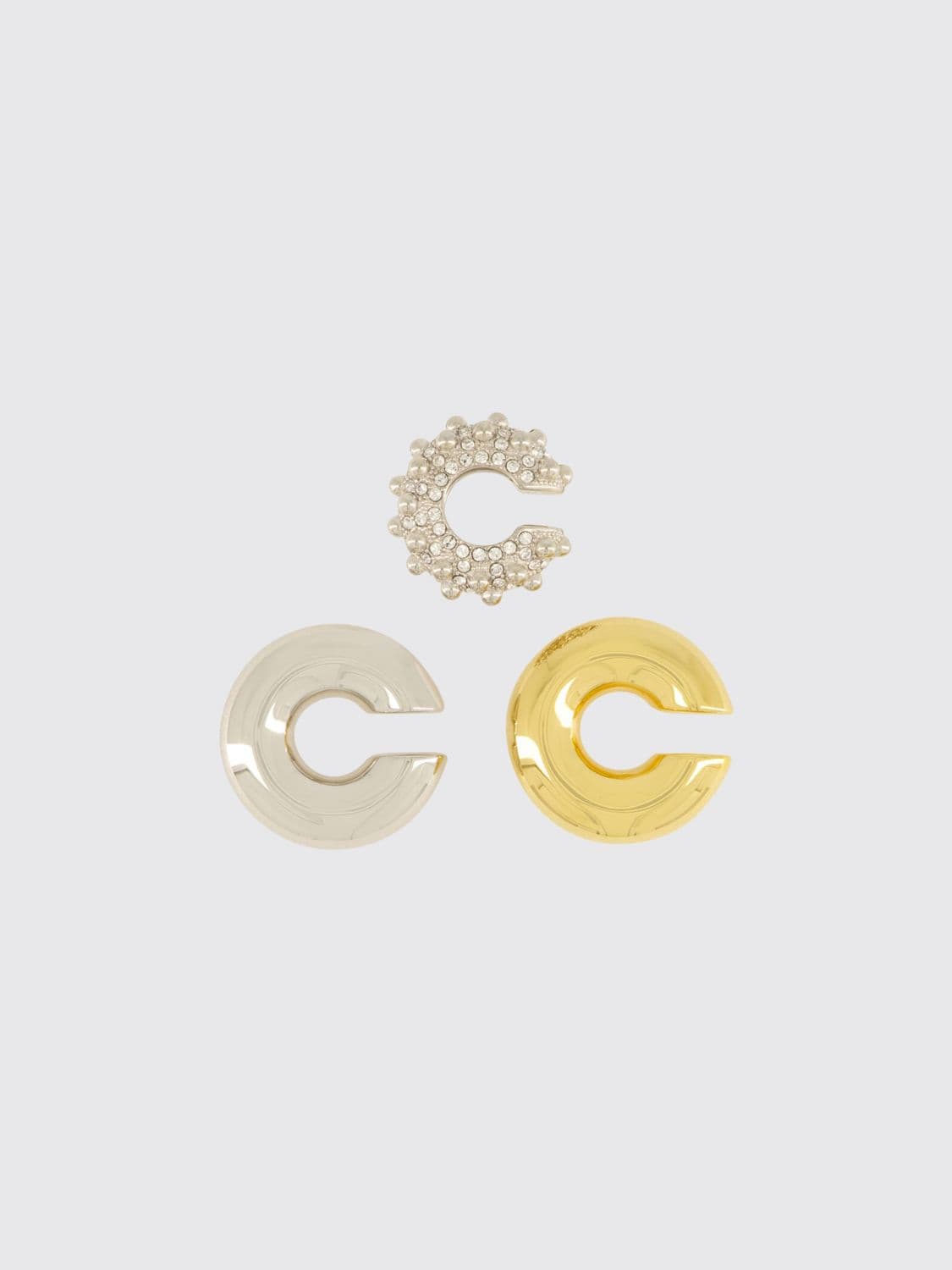 Rabanne Set of Three Aluminium Ear Cuffs with Rhinestones