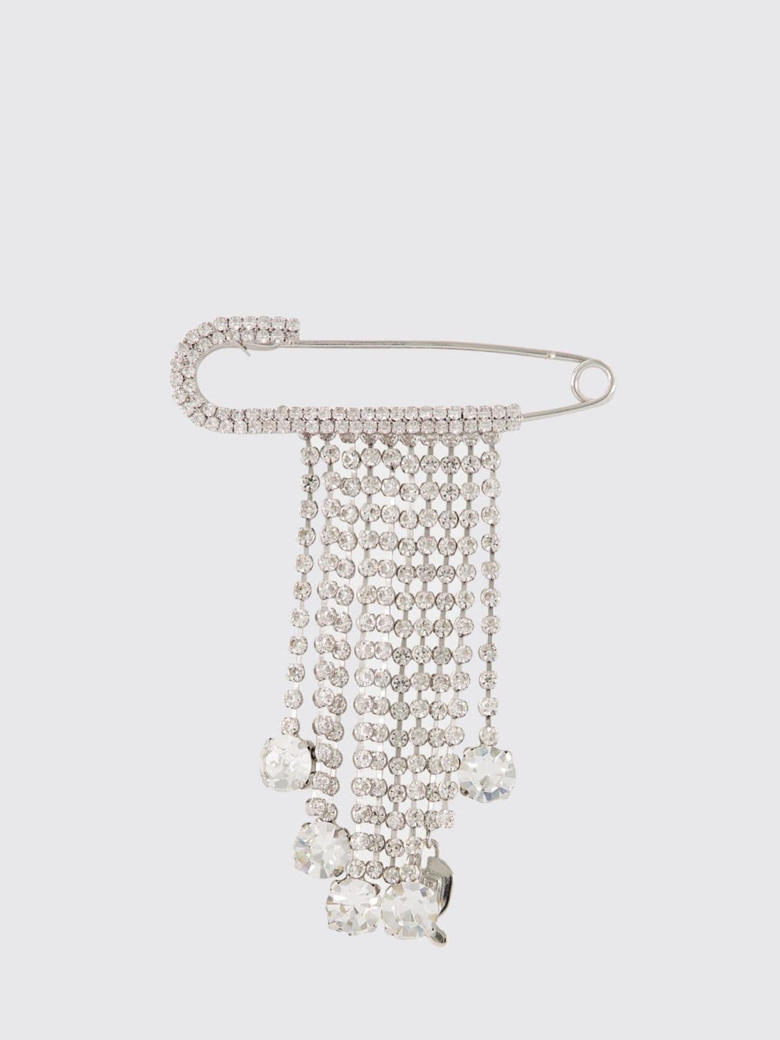 Rabanne Aluminium Brooch with Rhinestones and Jewel Fringes