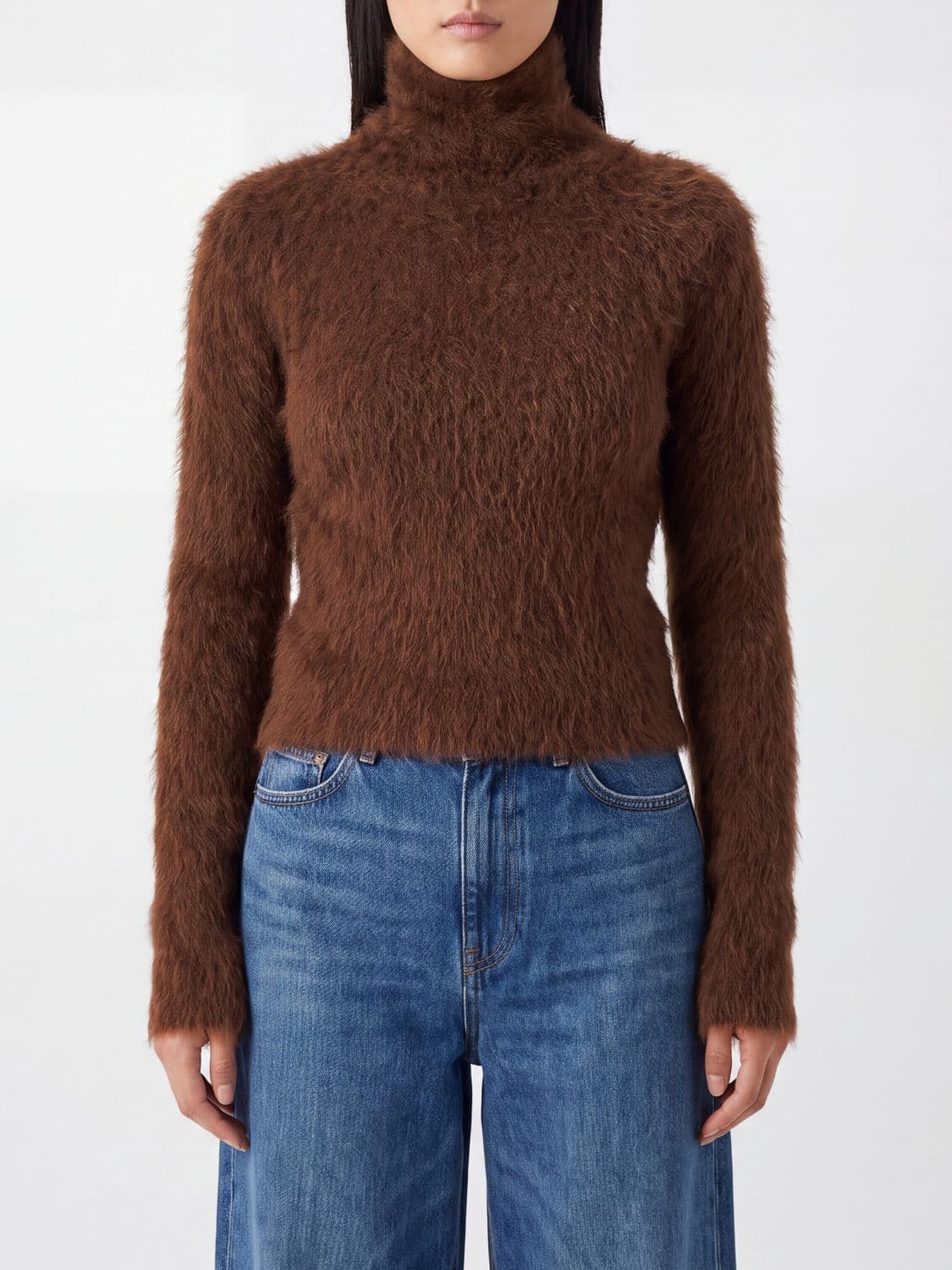 Dondup Slim Fit Alpaca and Mohair Wool Blend Turtleneck Jumper