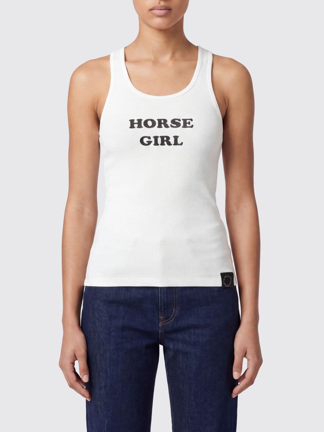 Stella Mccartney Slim Fit Cotton Tank Top with Slogan Print