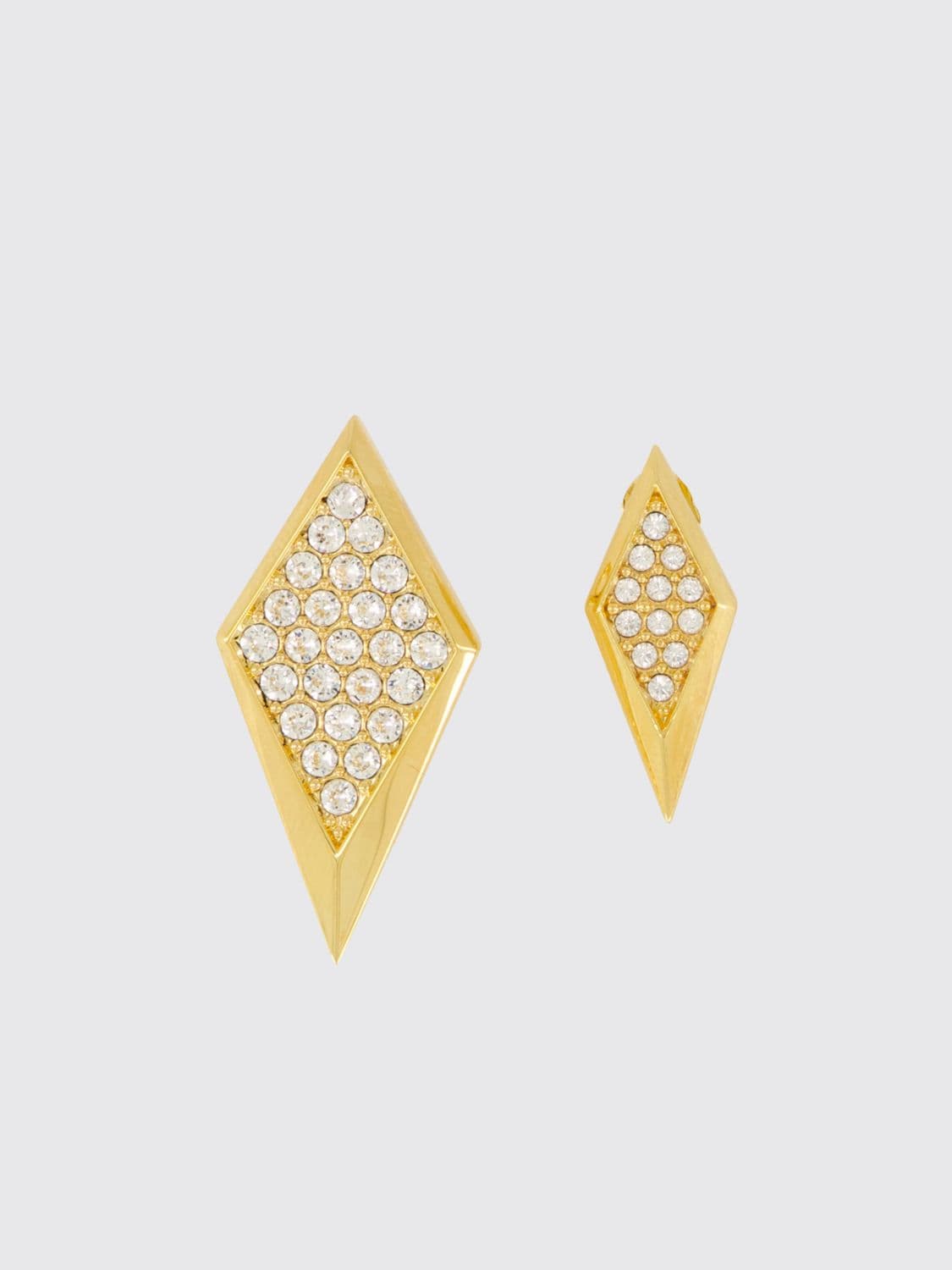 Versace Diamond-Shaped Stud Earrings with Charm and Rhinestones · OS