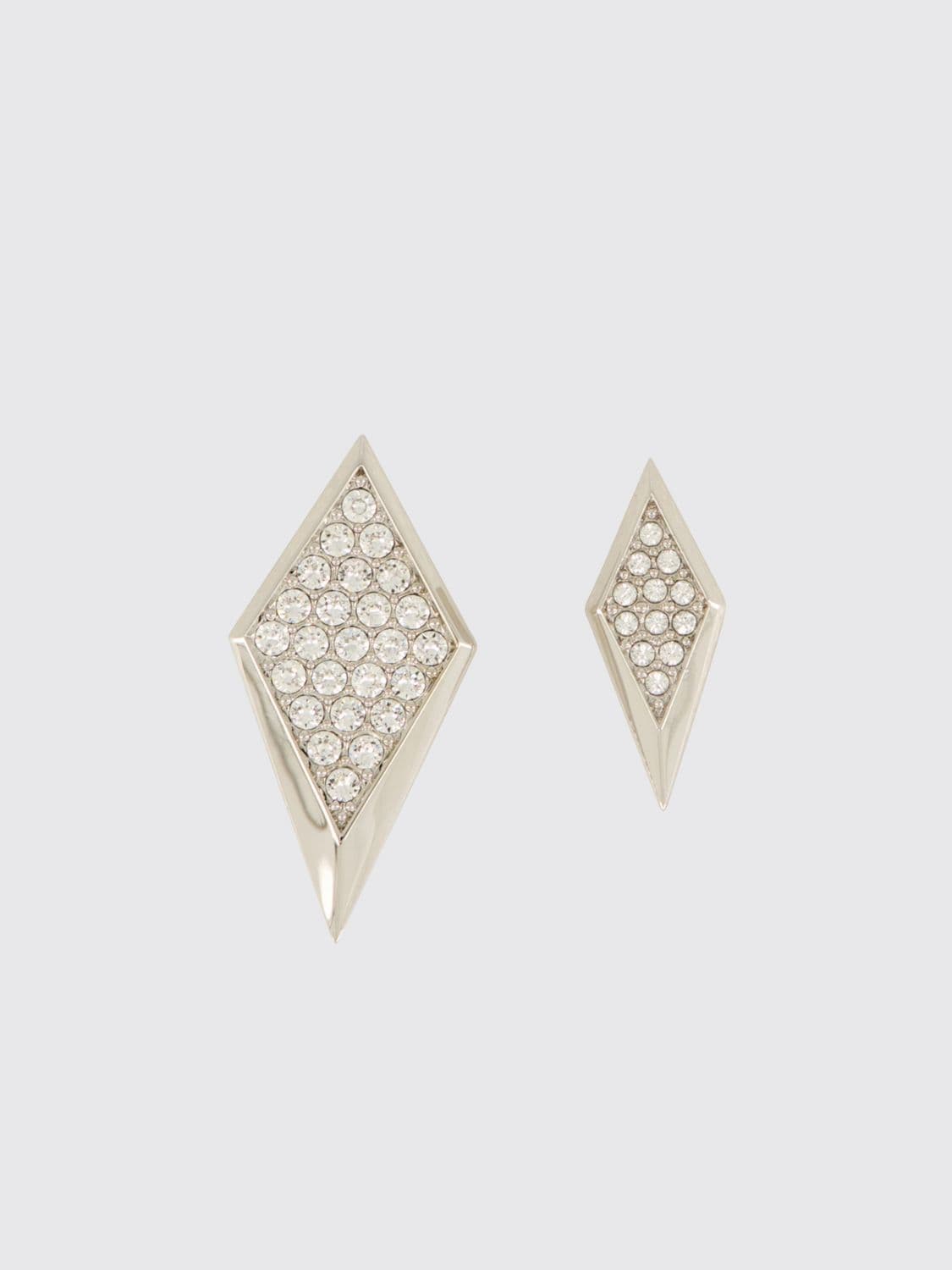 Versace Diamond-Shaped Stud Earrings with Charm and Rhinestones