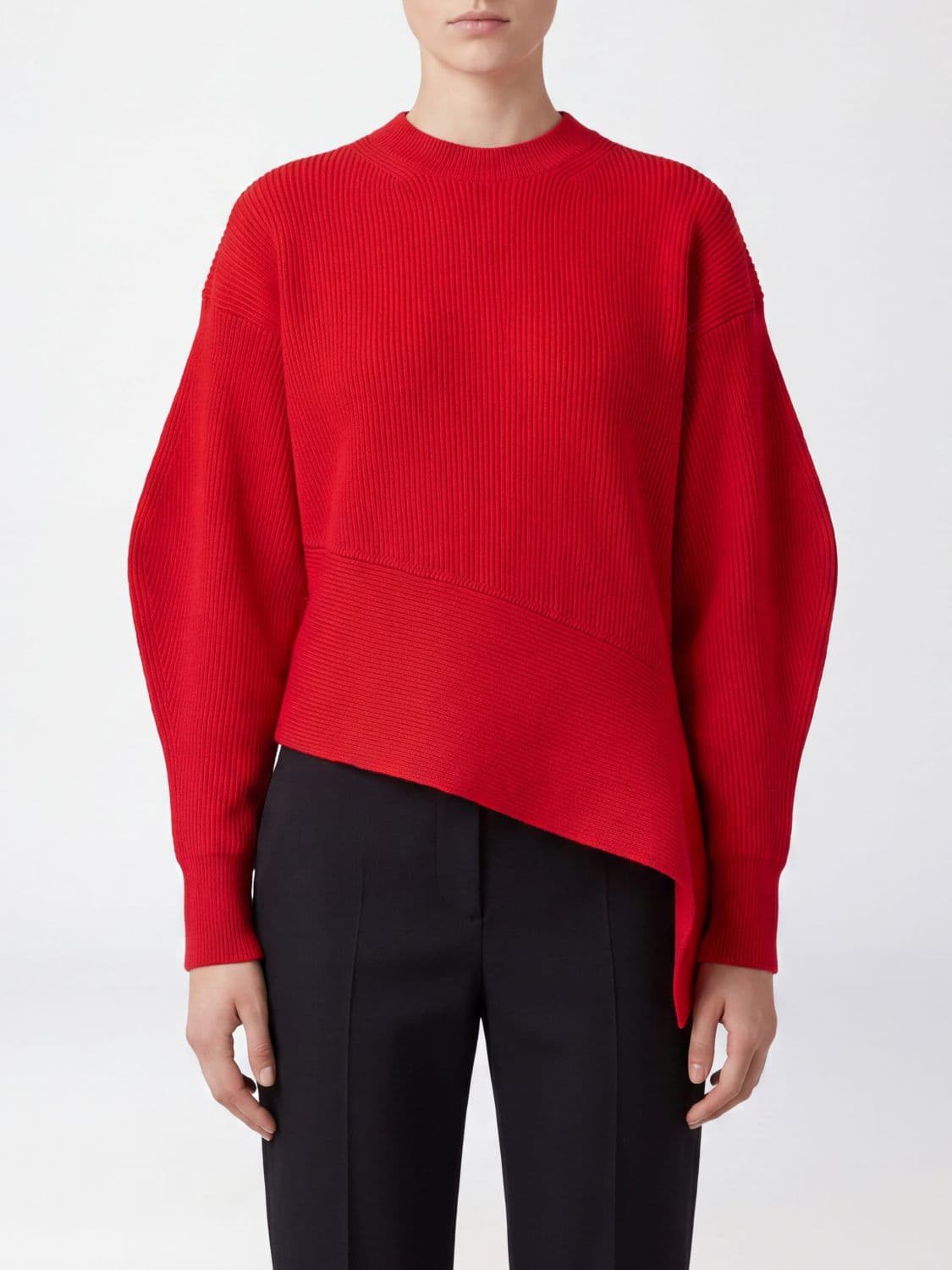 Givenchy Wool and Cashmere Crewneck Jumper with Asymmetrical Hem
