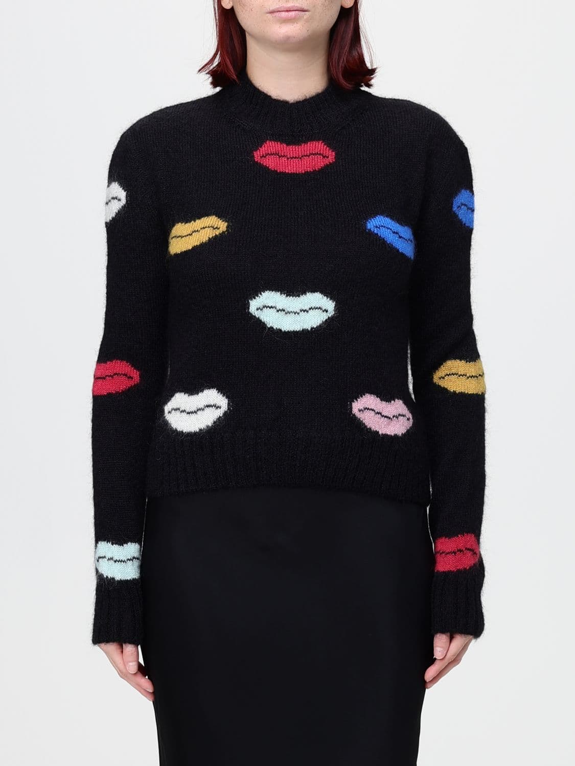 Fiorucci Slim Fit Graphic Print Jumper in a Wool and Mohair Blend