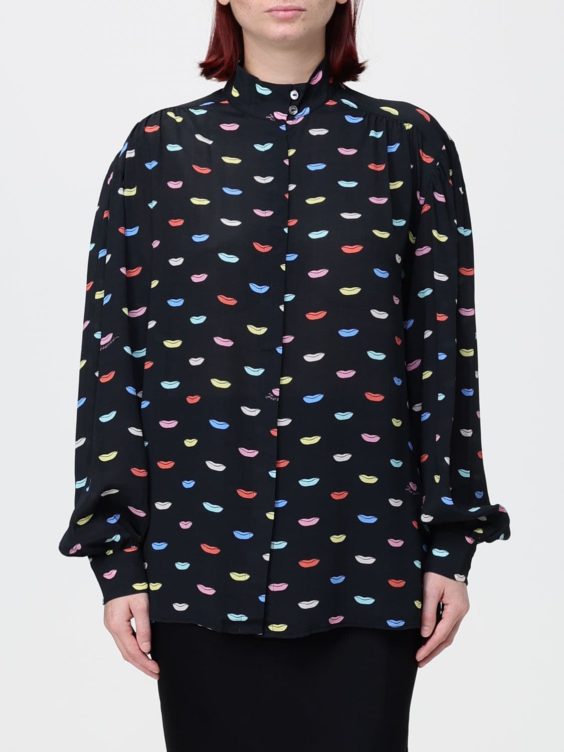 Fiorucci Graphic Print Viscose Shirt with High Neck and Long Sleeves