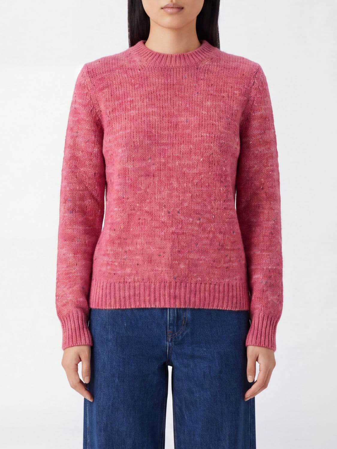 K-Way Two-Tone Wool-Blend Crewneck Jumper with Long Sleeves
