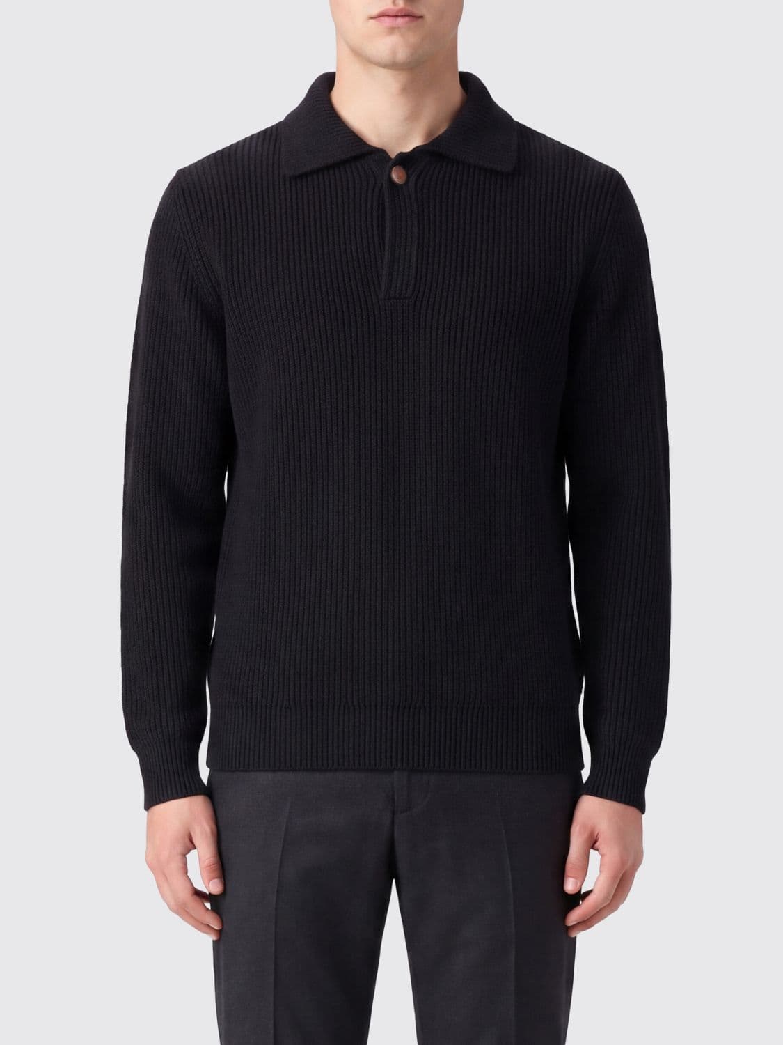 Ballantyne Slim Fit Long-Sleeved Wool Polo Shirt