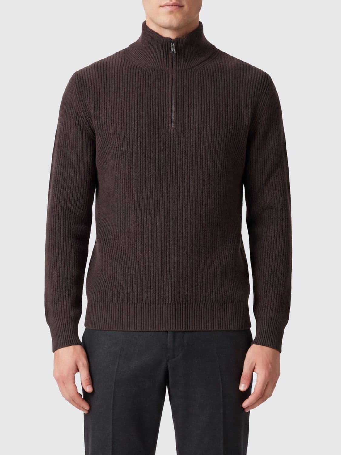 Ballantyne Slim Fit Wool Half-Zip Turtleneck Jumper