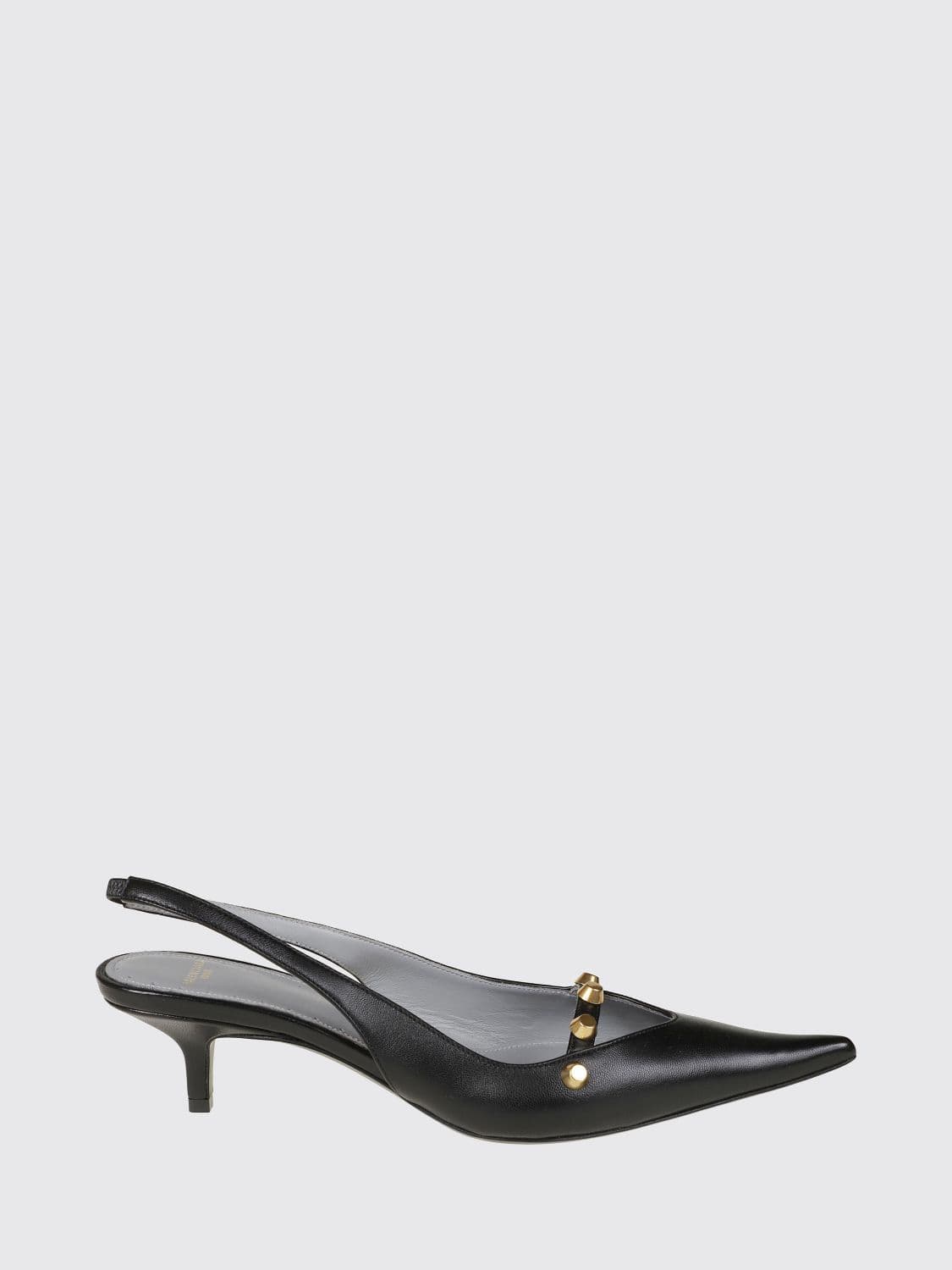 Balenciaga Midnight Studded Nappa Low-Heel Slingback Pumps