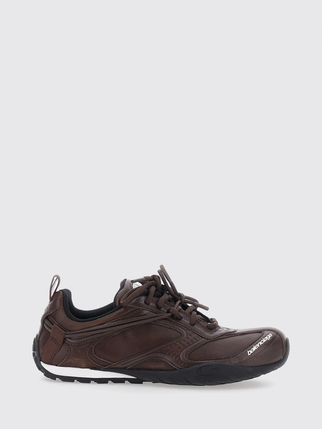 Balenciaga Radar Vintage Leather Sneakers with Printed Logo and Notched Sole