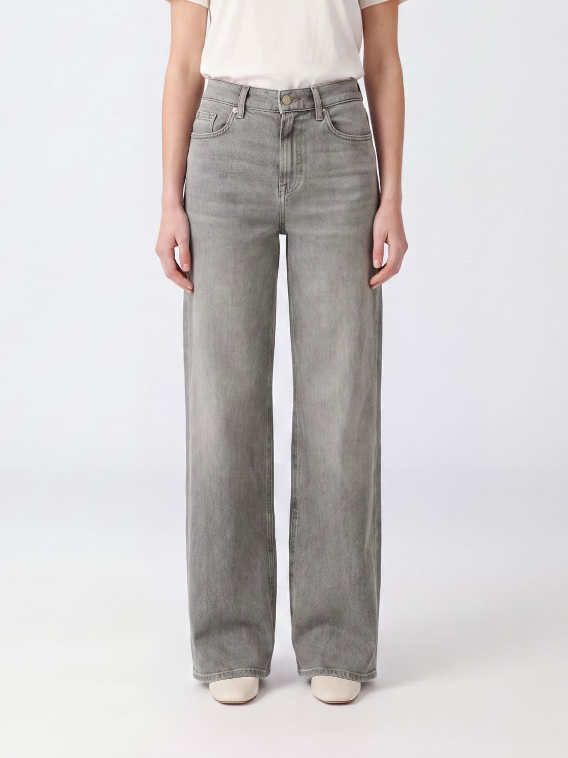 7 For All Mankind Lotta High-Waisted Wide Leg Cotton Denim Jeans