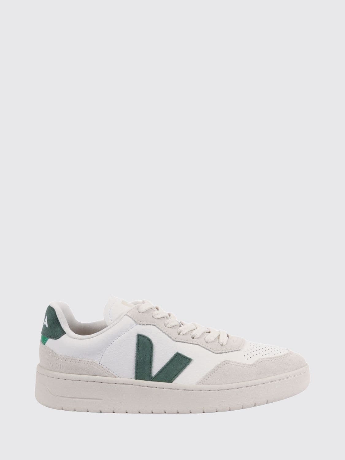 Veja V-90 Sustainable O. T. Leather Sneakers with Suede Panels