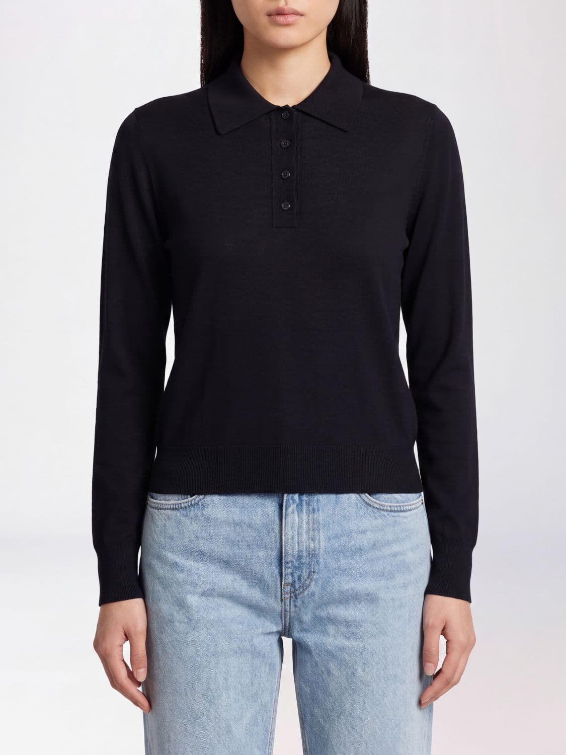 Golden Goose Long-Sleeved Knit Polo in Pure Virgin Wool
