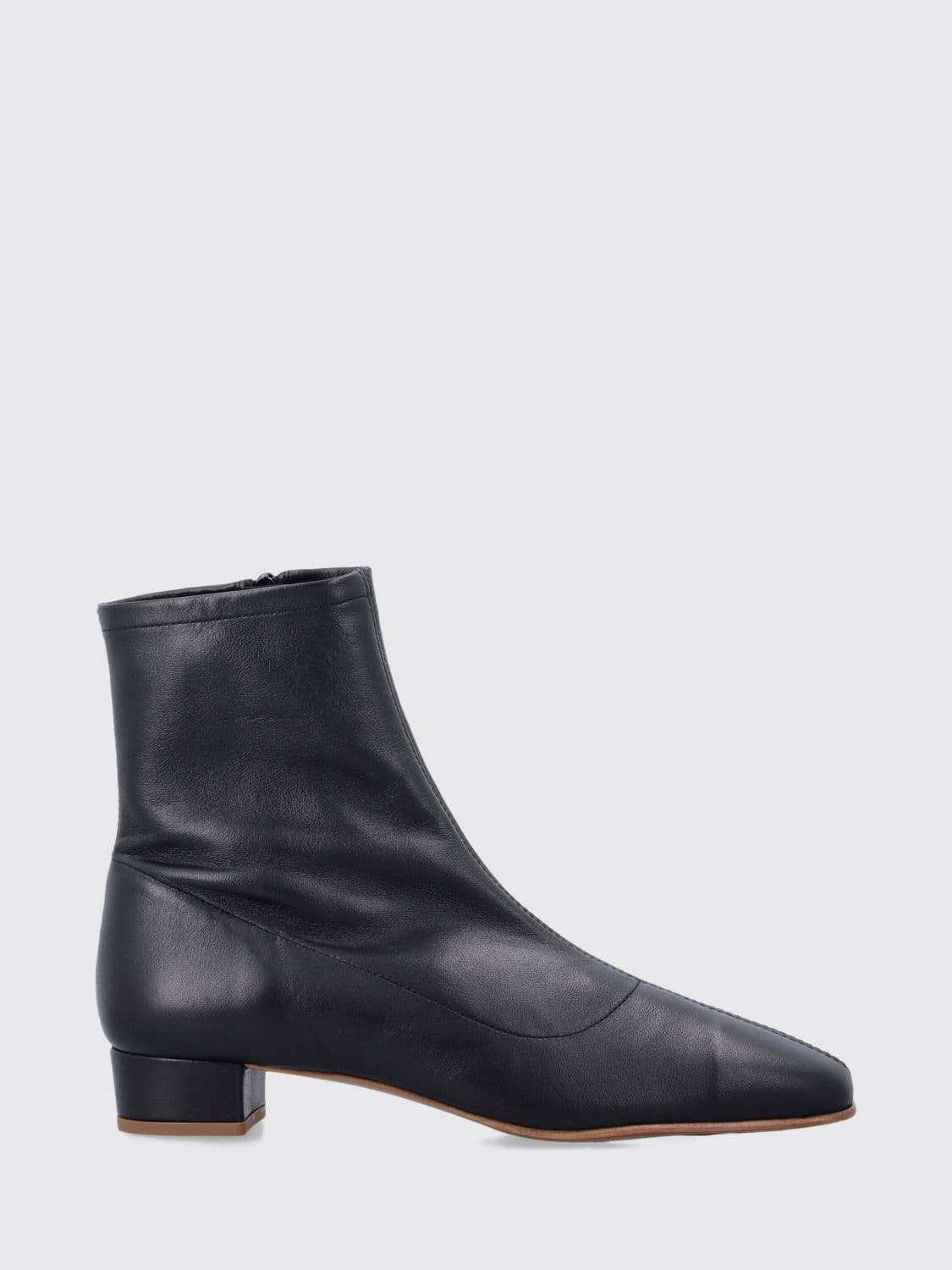By Far Este Smooth Lambskin Leather Square Toe Ankle Boots
