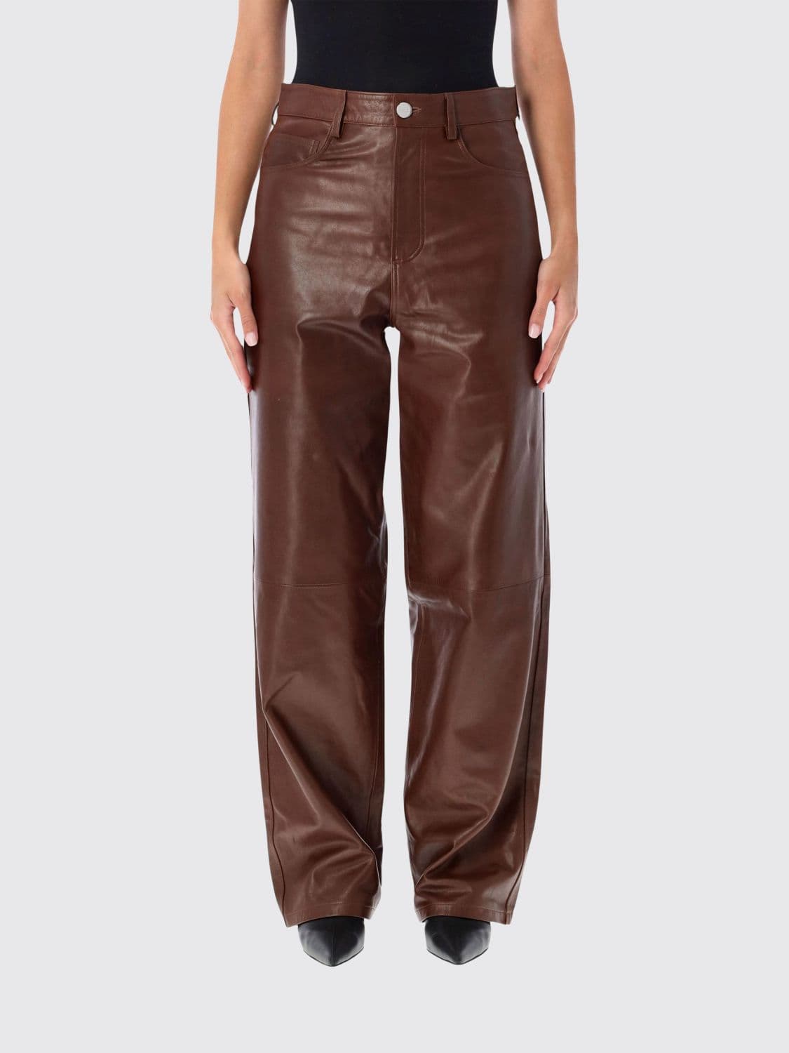 Rohe High-Waisted Wide-Leg Sheep Leather Trousers · 38