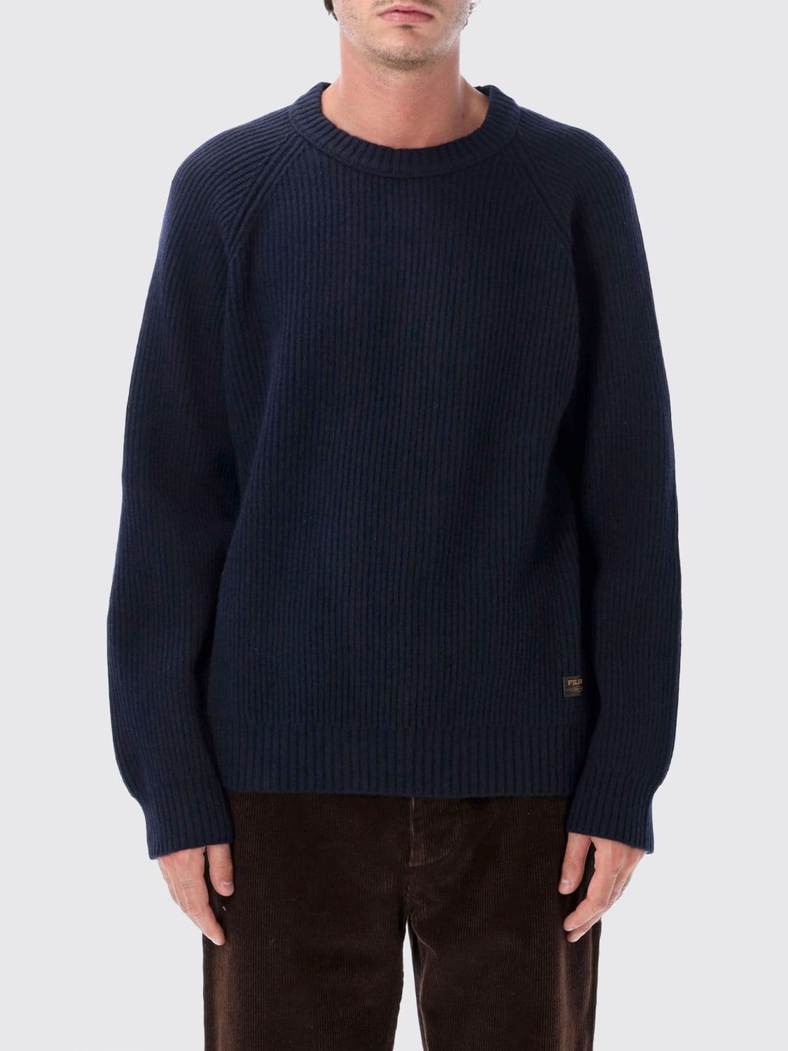 Filson Pure Wool Crewneck Jumper with Ribbed Cuffs and Hem