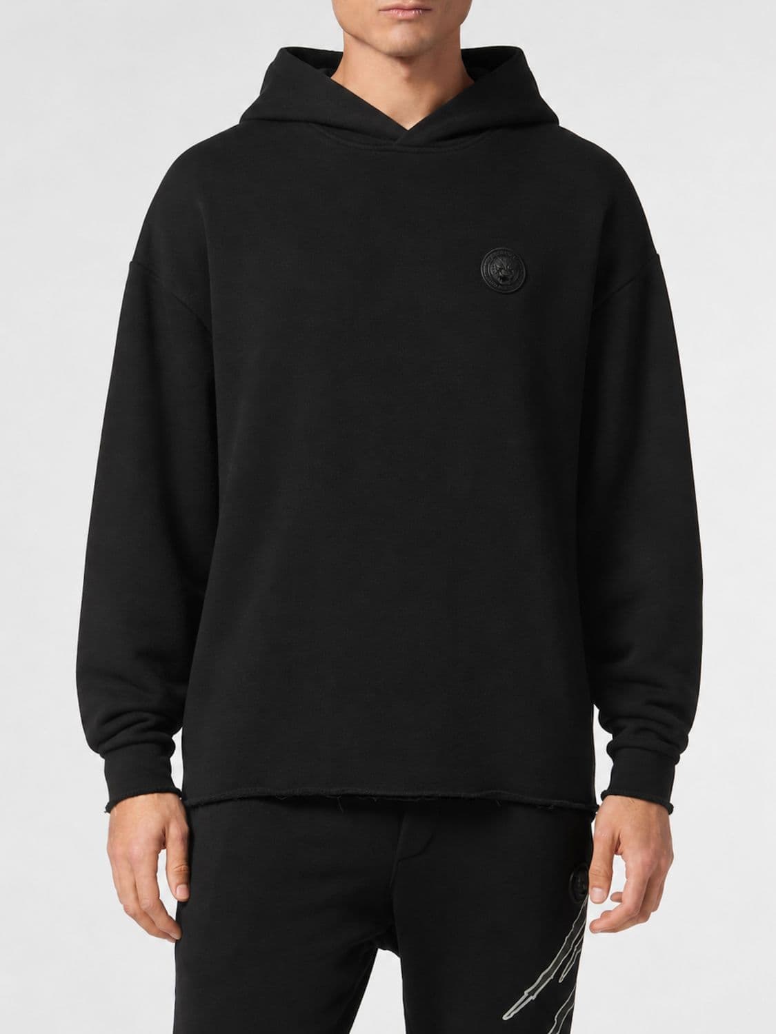 Plein Sport Raw-Edge Cotton Hoodie