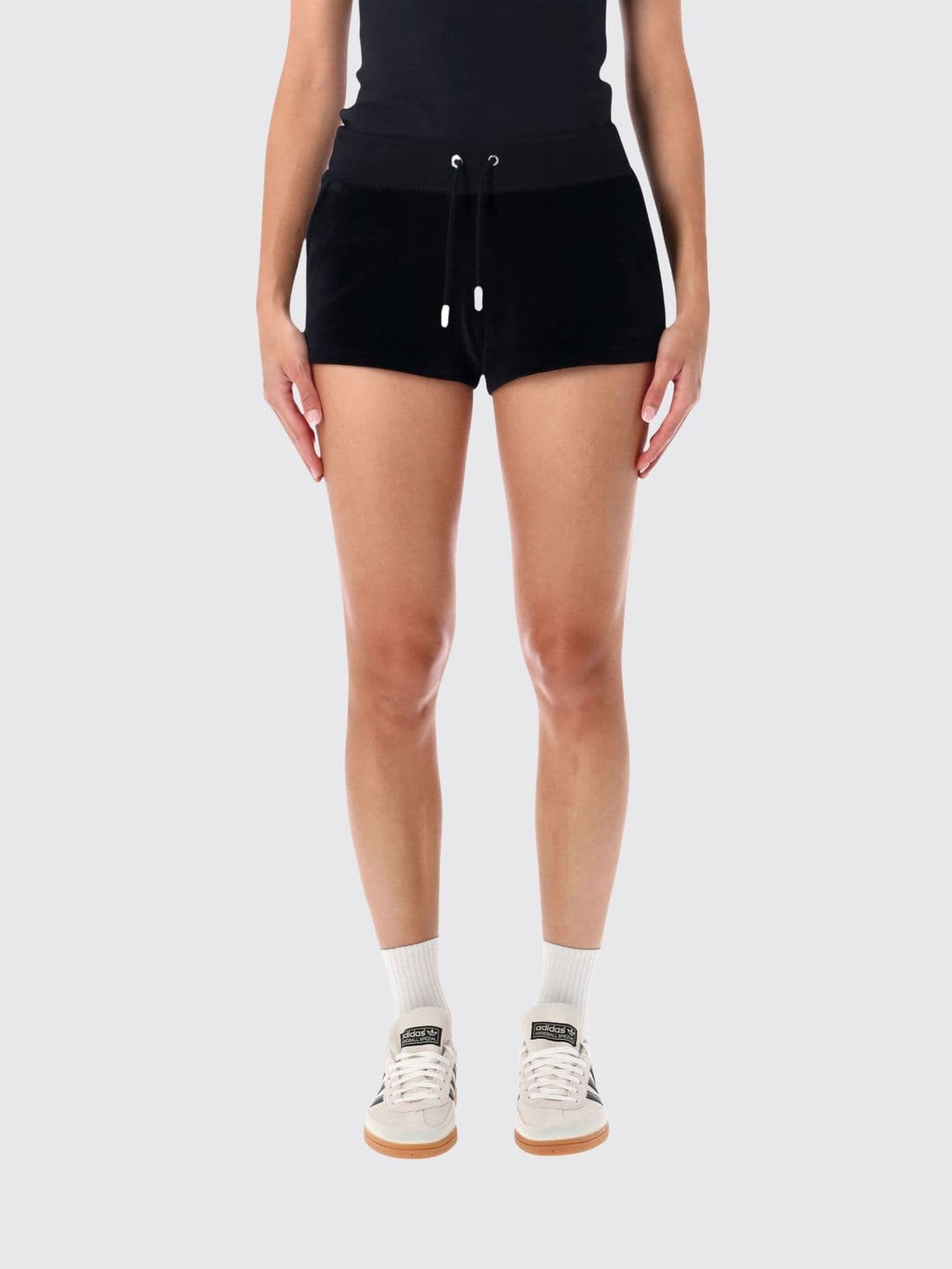 Sporty & Rich Cotton Shorts with Drawstring Waist and Rhinestone Logo