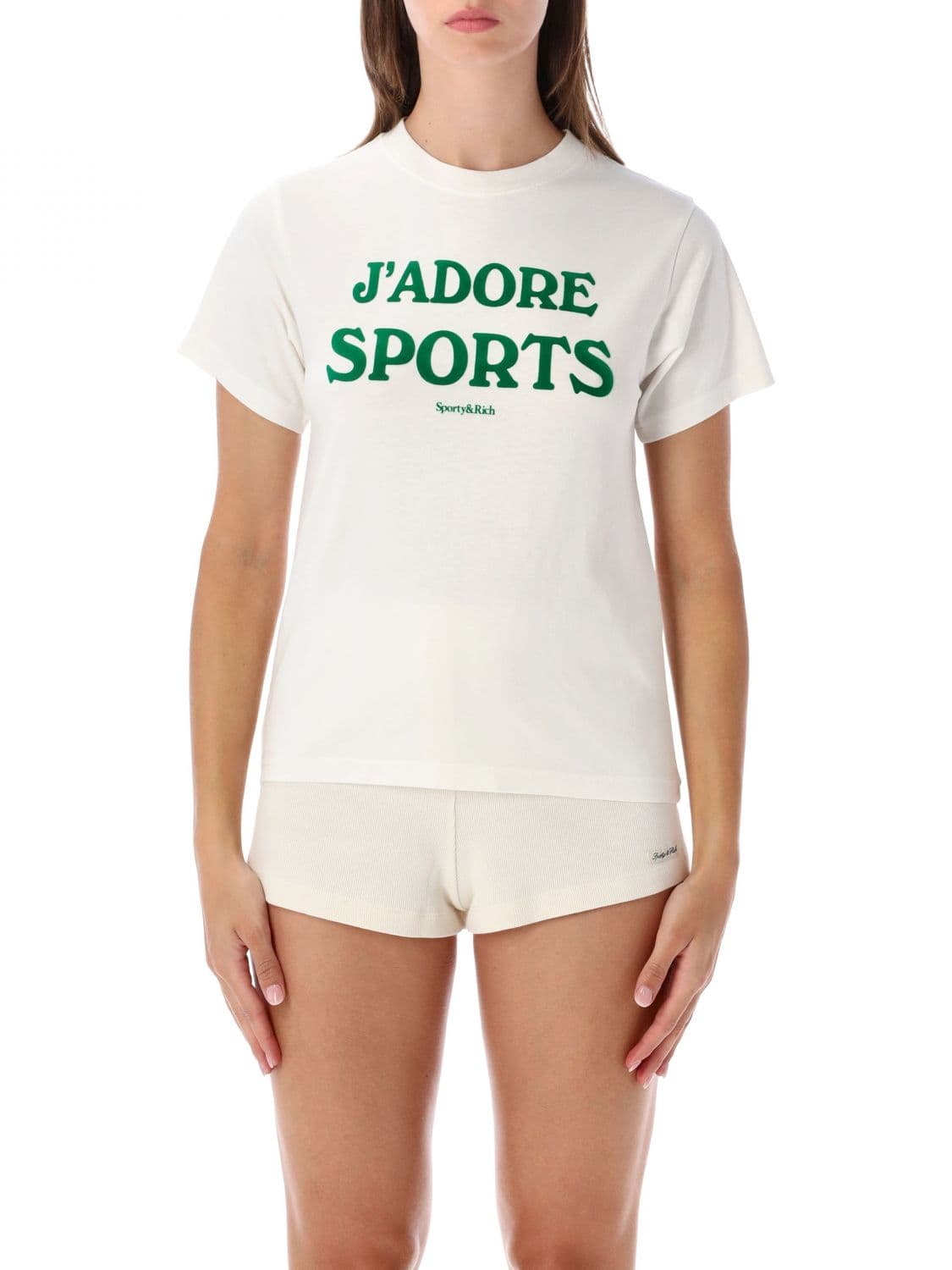 Sporty & Rich Slim Fit Cotton T-shirt with Logo and Slogan Print