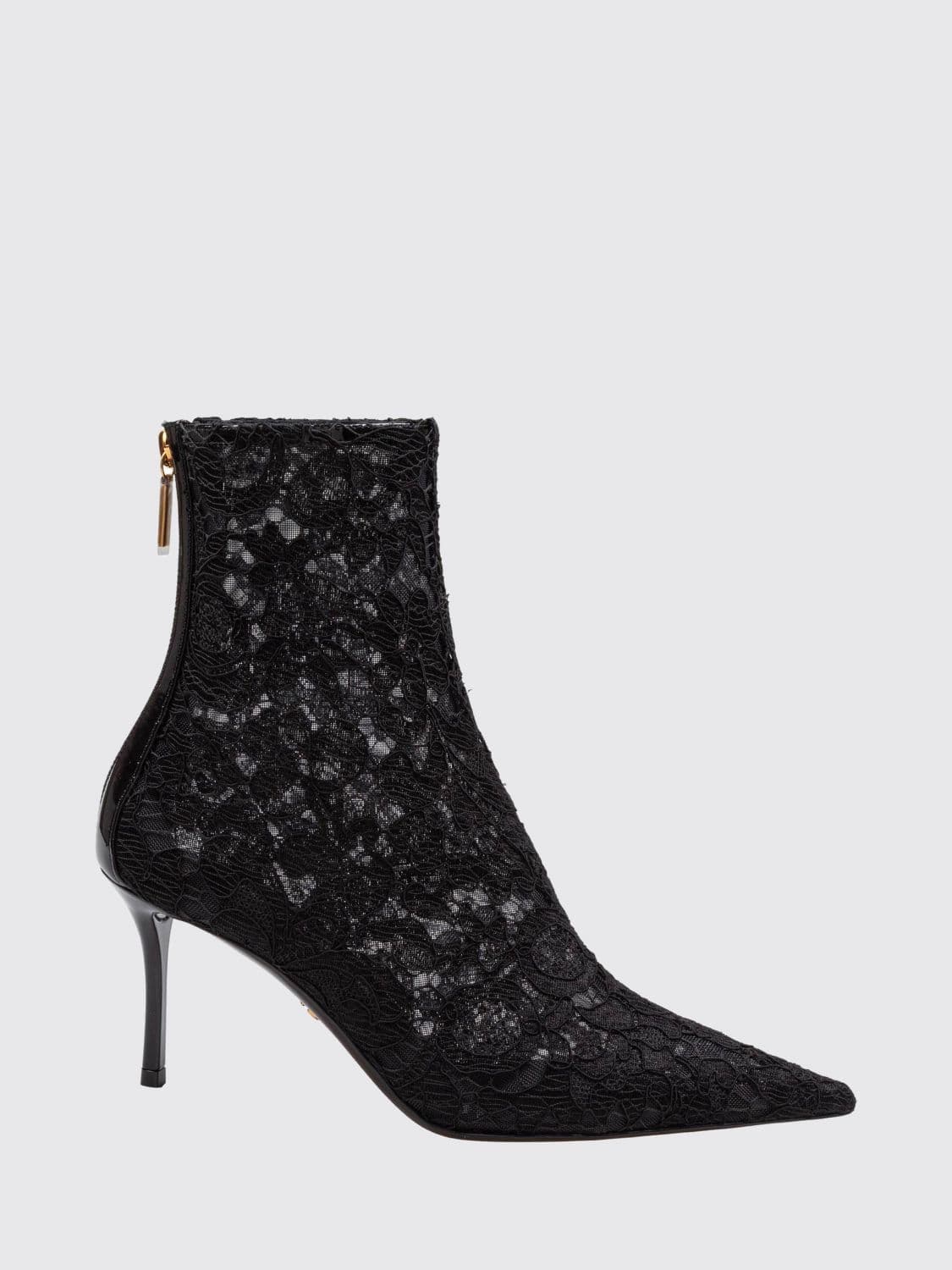 Dolce & Gabbana Embroidered Lace Ankle Boots with a Medium Stiletto Heel