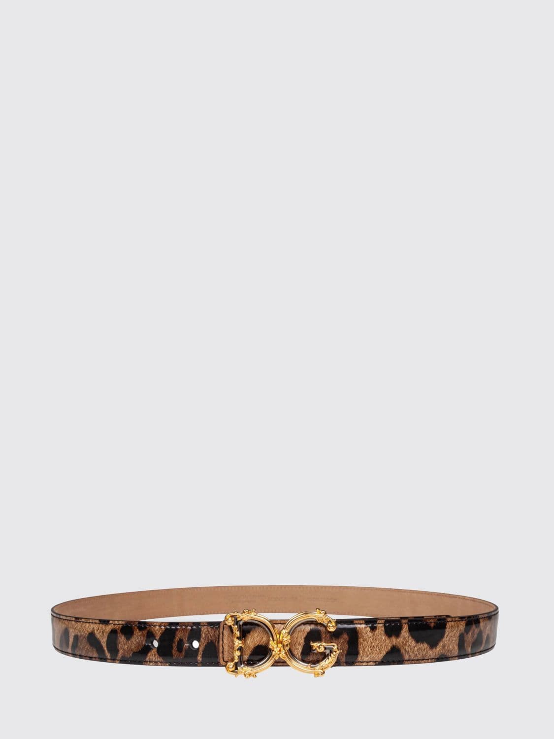 Dolce & Gabbana Animalier Patent Leather Belt with DG Monogram Buckle