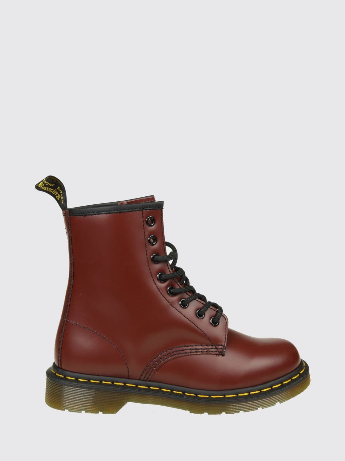 Dr. Martens 1460 Combat Boots in Cherry Red Smooth Leather with Heel Loop