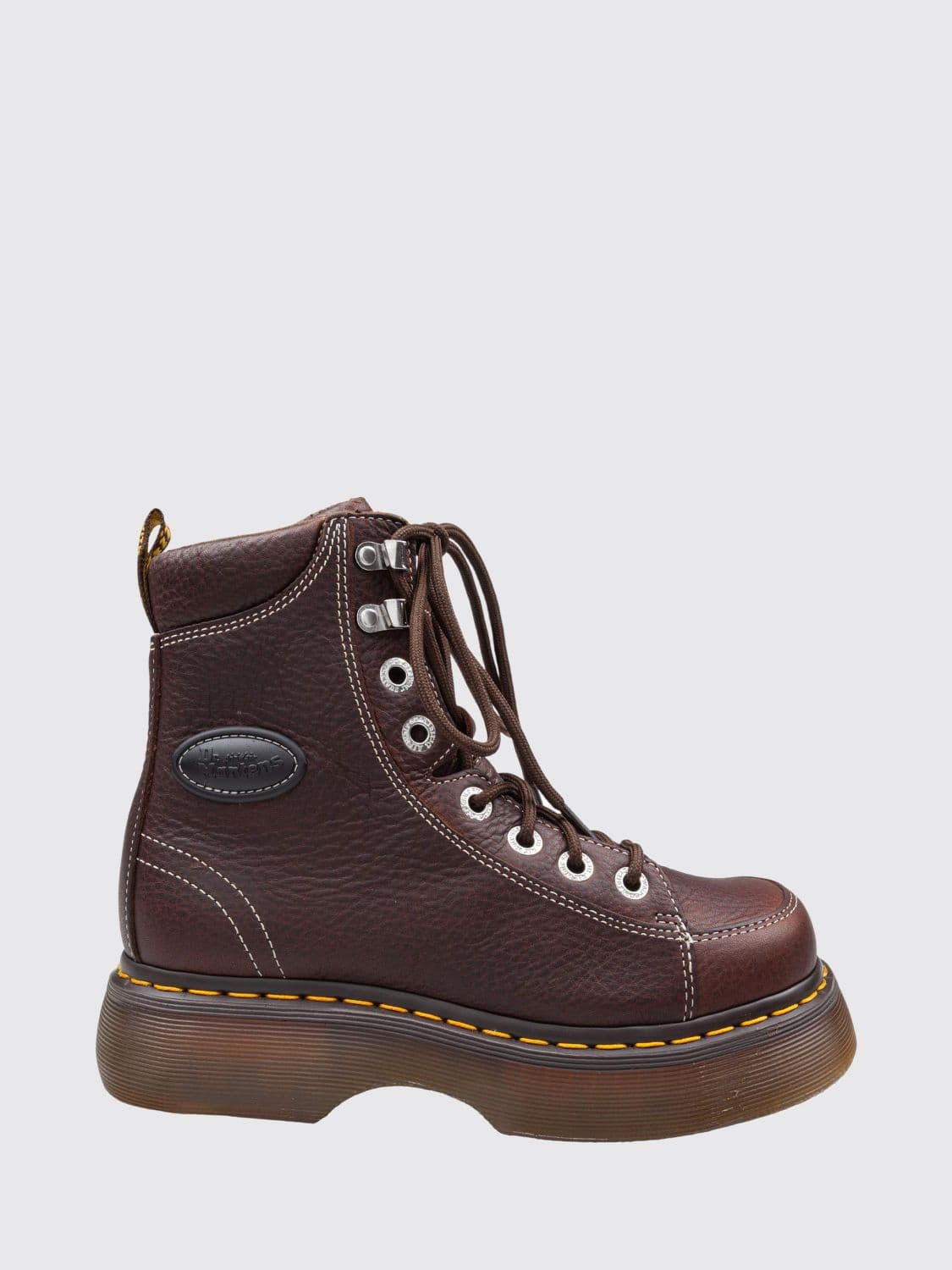 Dr. Martens Buzz 8-Eye Combat Boots in Tumbled Leather with Padded Ankle