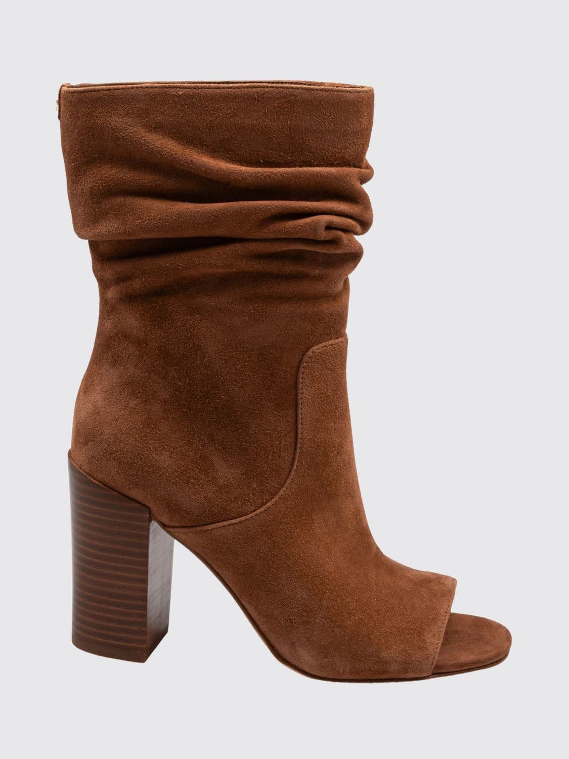 Michael Kors Shayna Suede Knee-High Boots with Open Toe and High Heel