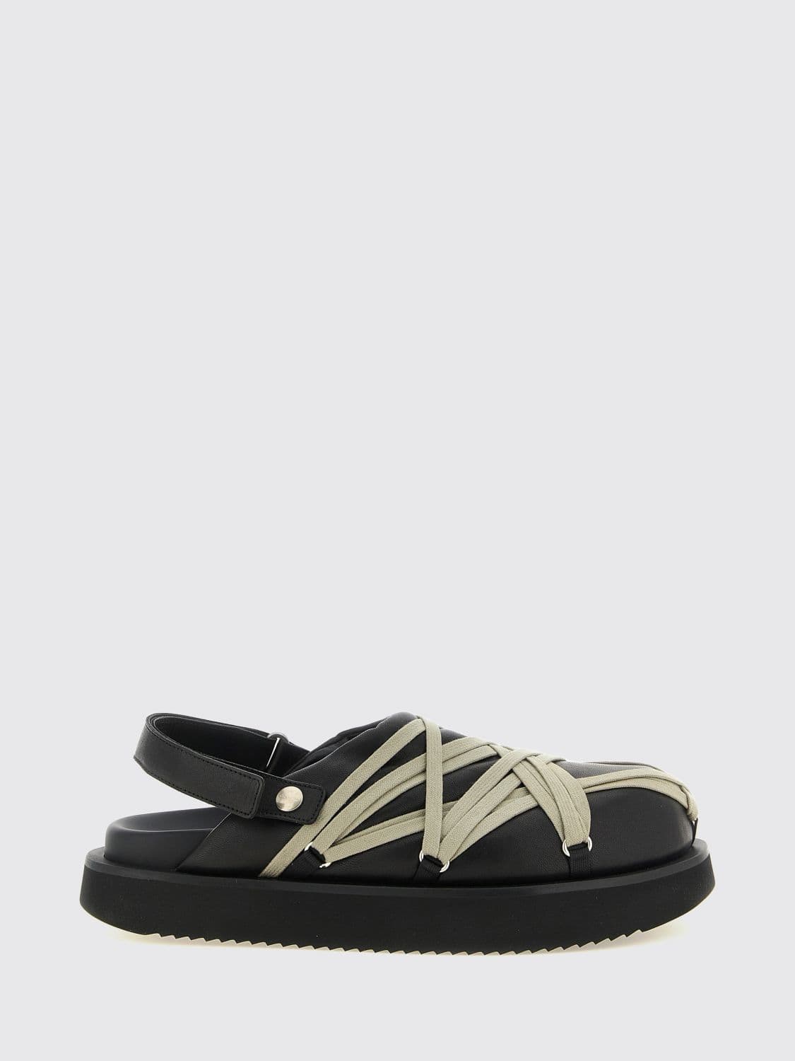 Rick Owens Smooth Leather Slingback Shoes with Velcro Strap Closure