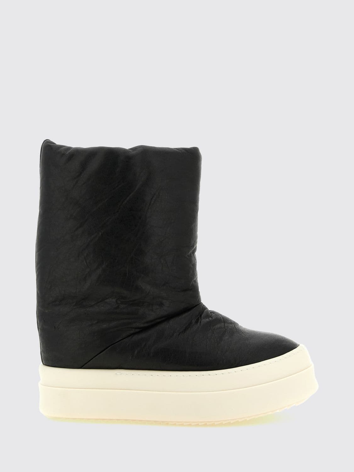 Rick Owens Padded Lambskin Leather Ankle Boots with Crinkled Effect