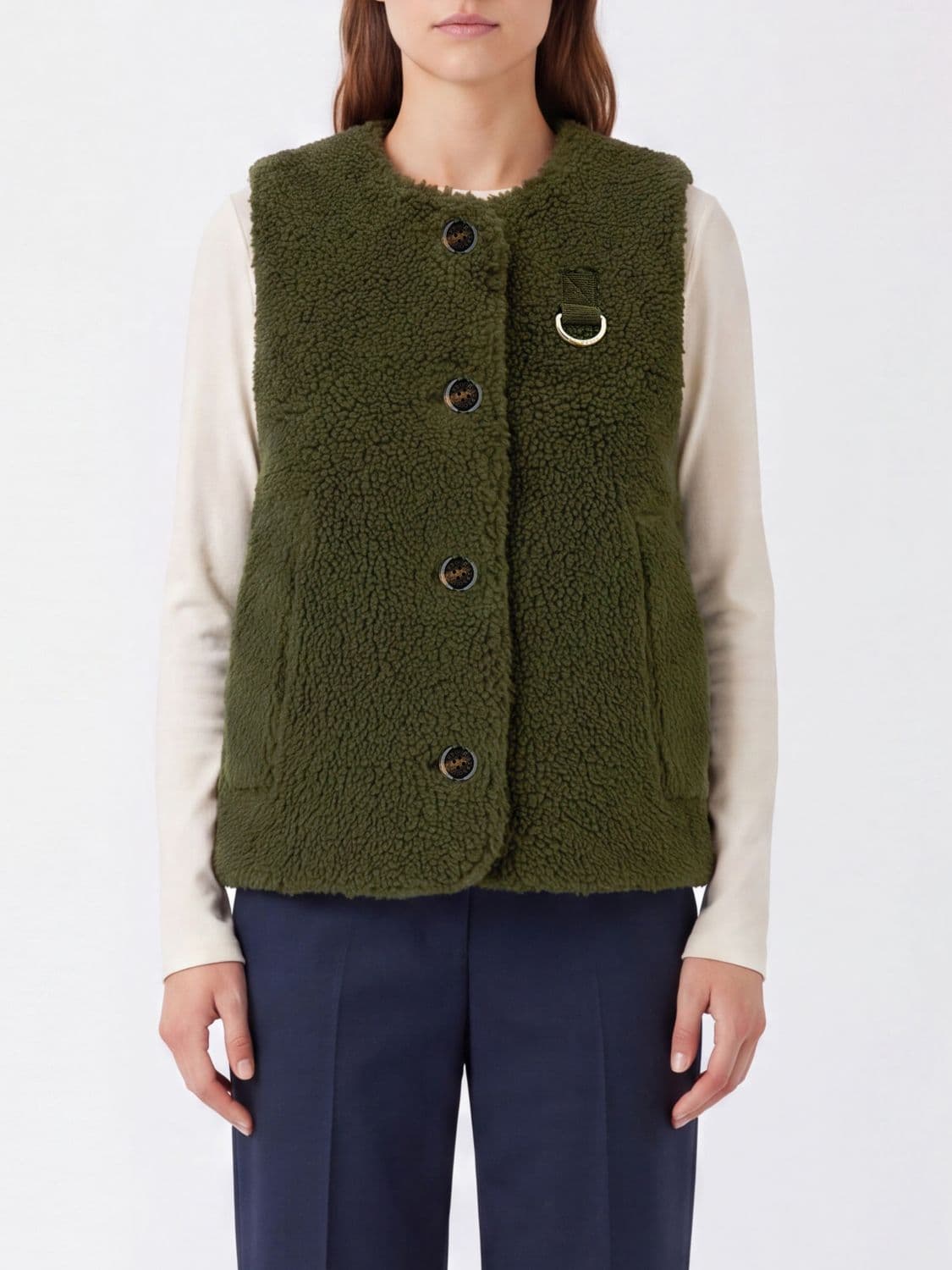 Barbour Technical Fleece Crewneck Vest with Button Closure
